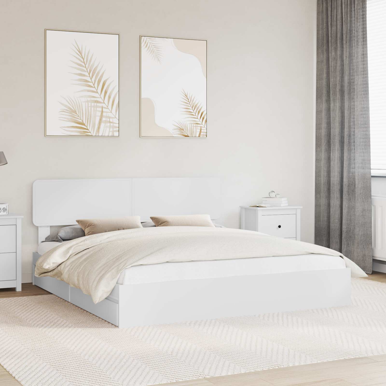 Lit de Rangement Réglable Blanc 180 x 200 cm Bois d'ingénierie