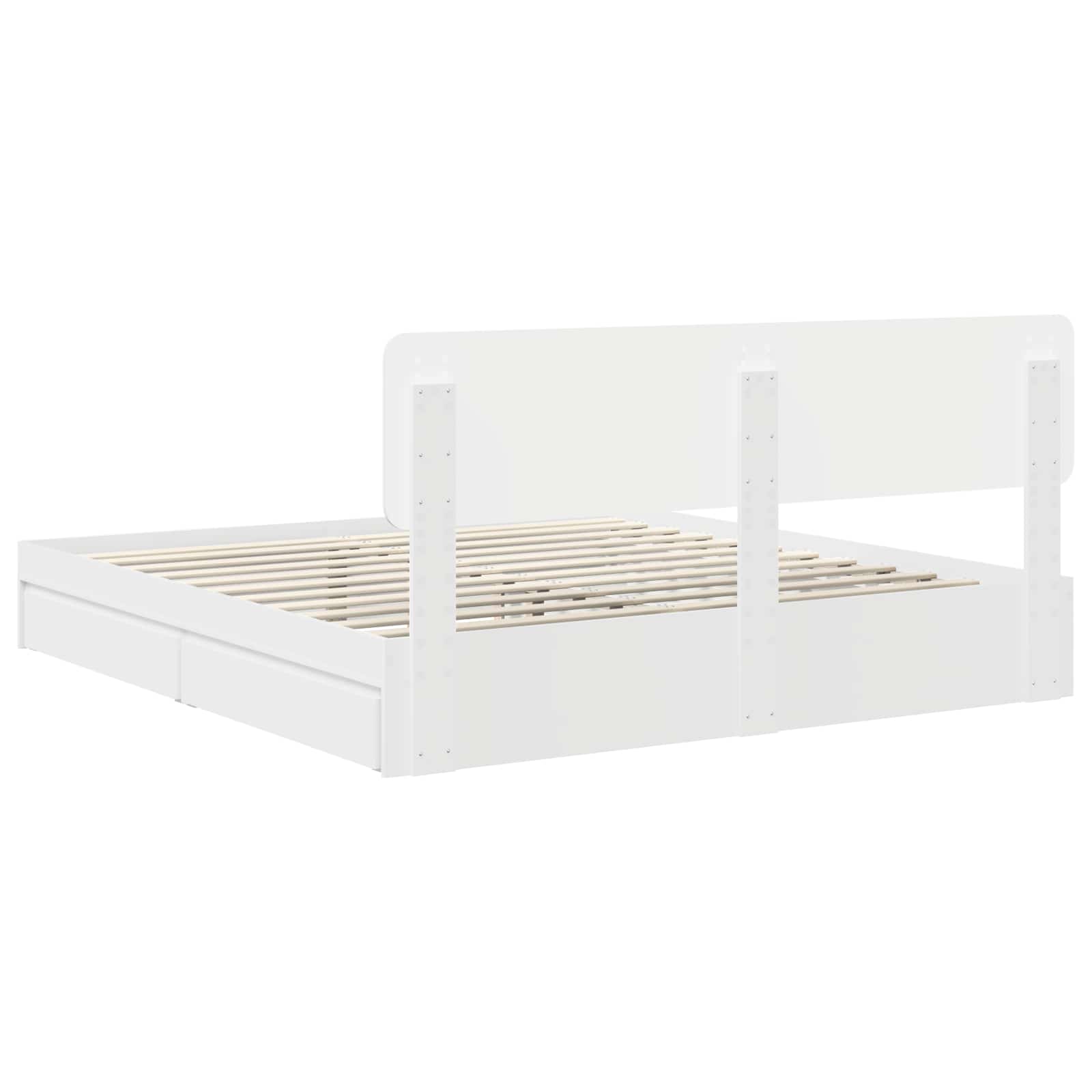 Lit de Rangement Réglable Blanc 180 x 200 cm Bois d'ingénierie