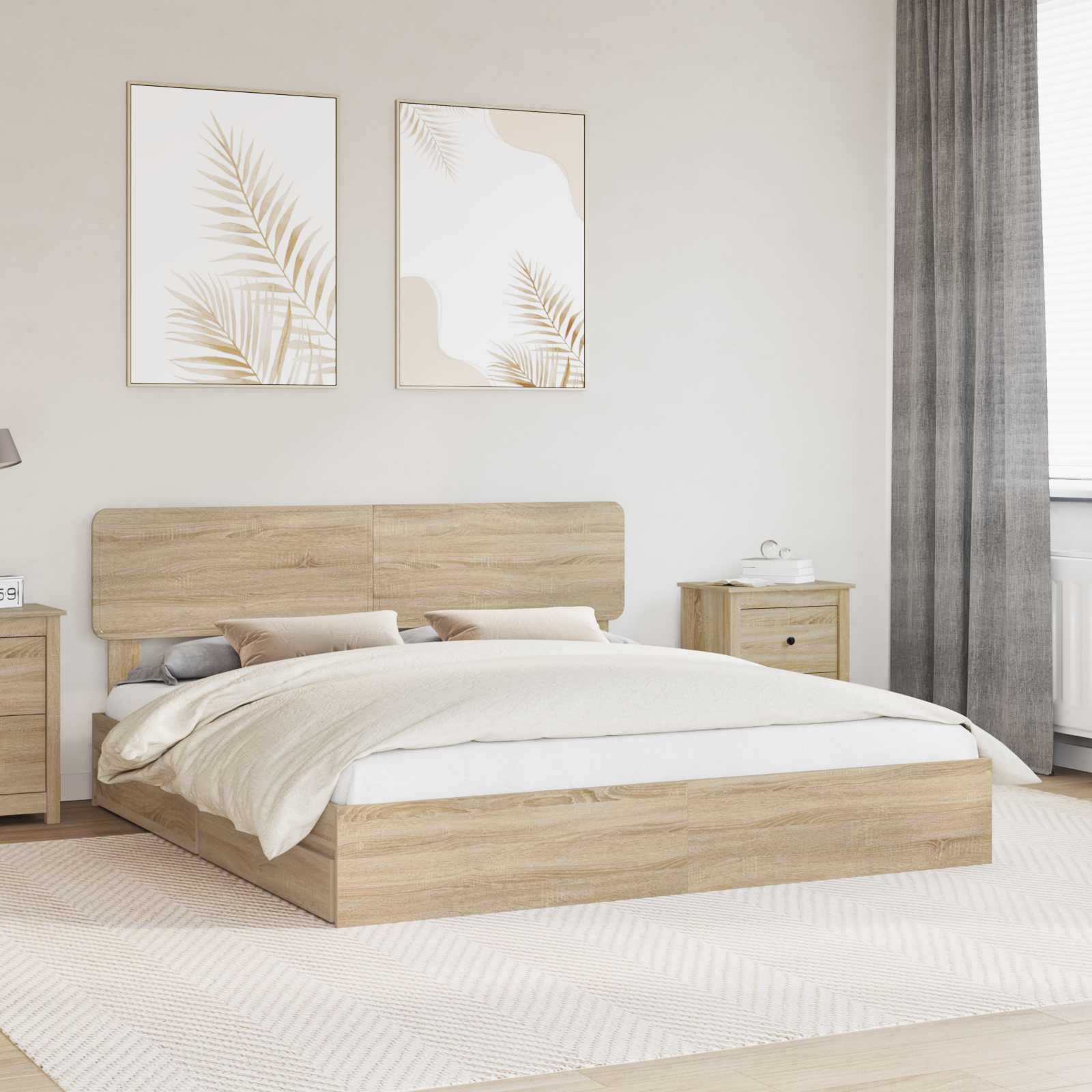 Lit de Rangement Chêne Sonoma 180 x 200 cm Bois d'ingénierie - XIOS