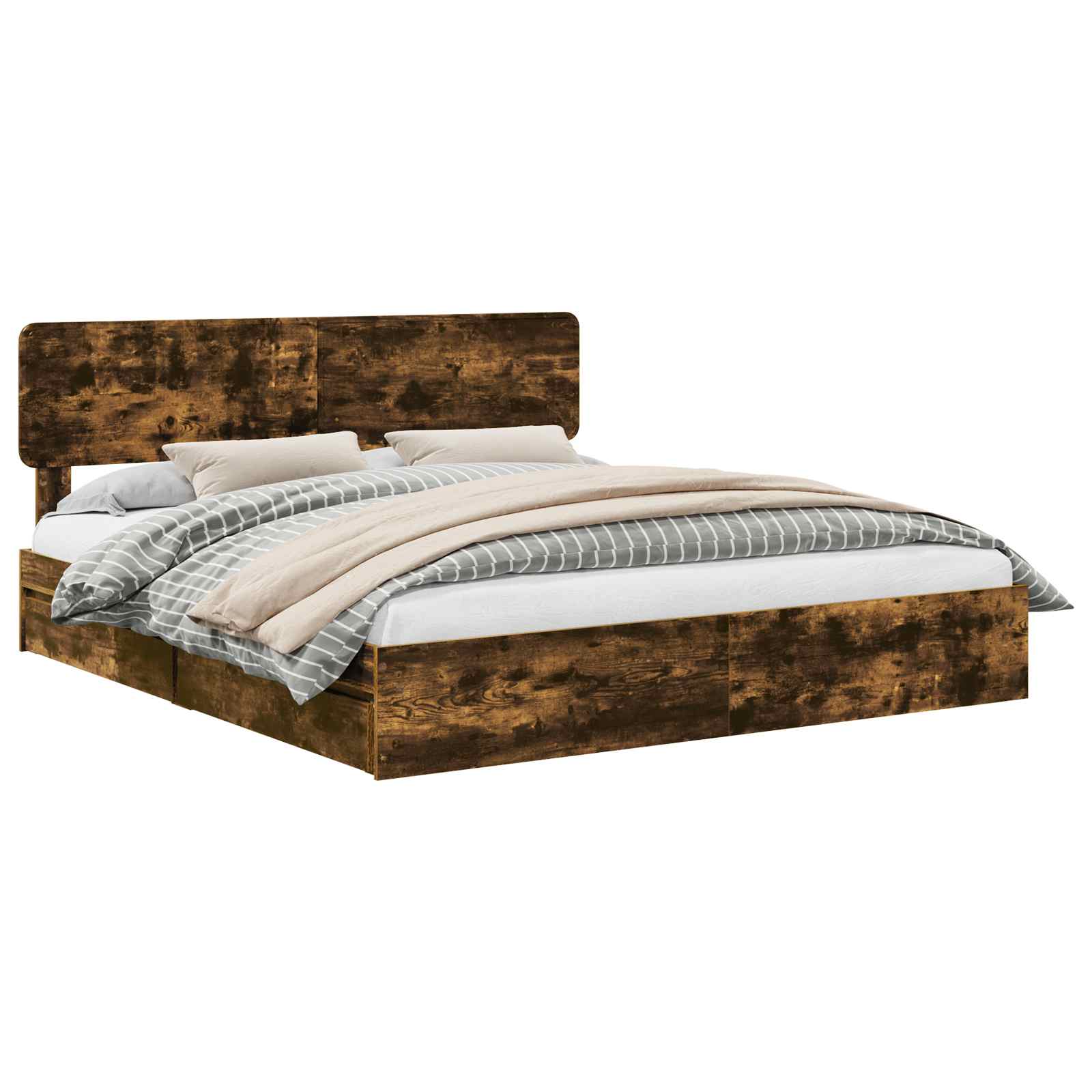 Lit de Rangement Chêne fumé 180 x 200 cm Bois d'ingénierie