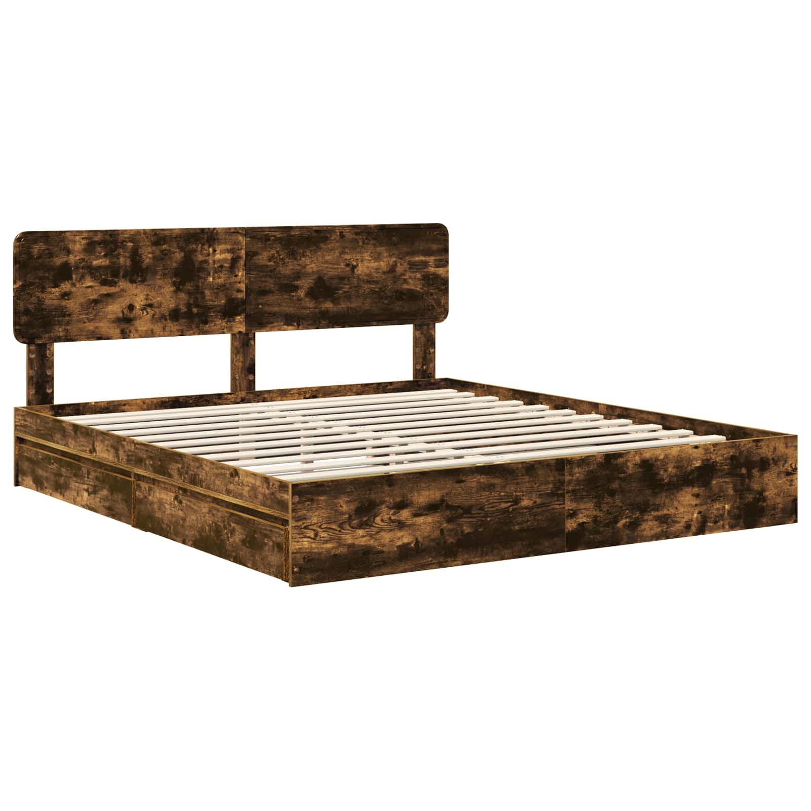 Lit de Rangement Chêne fumé 180 x 200 cm Bois d'ingénierie - XIOS