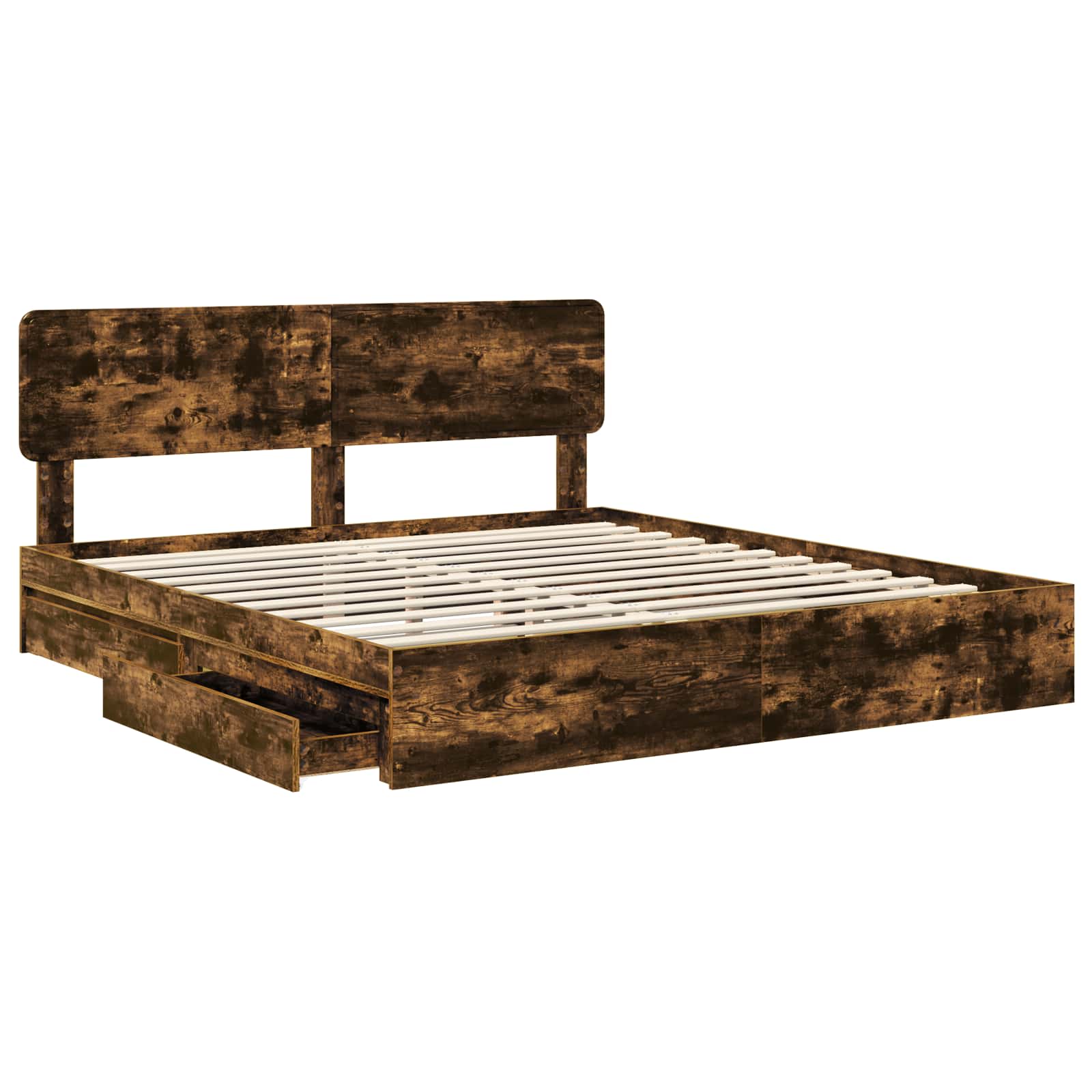 Lit de Rangement Chêne fumé 180 x 200 cm Bois d'ingénierie