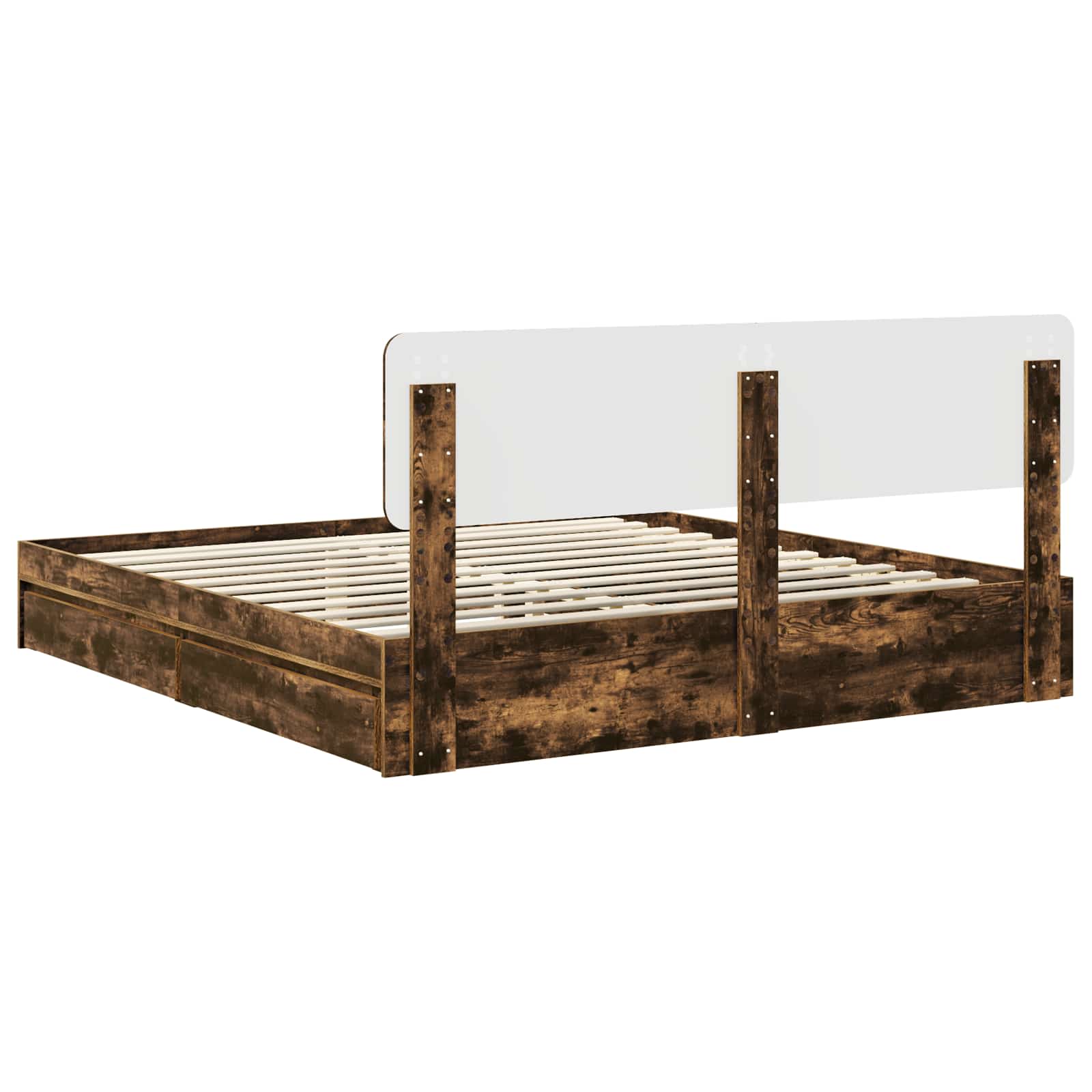 Lit de Rangement Chêne fumé 180 x 200 cm Bois d'ingénierie
