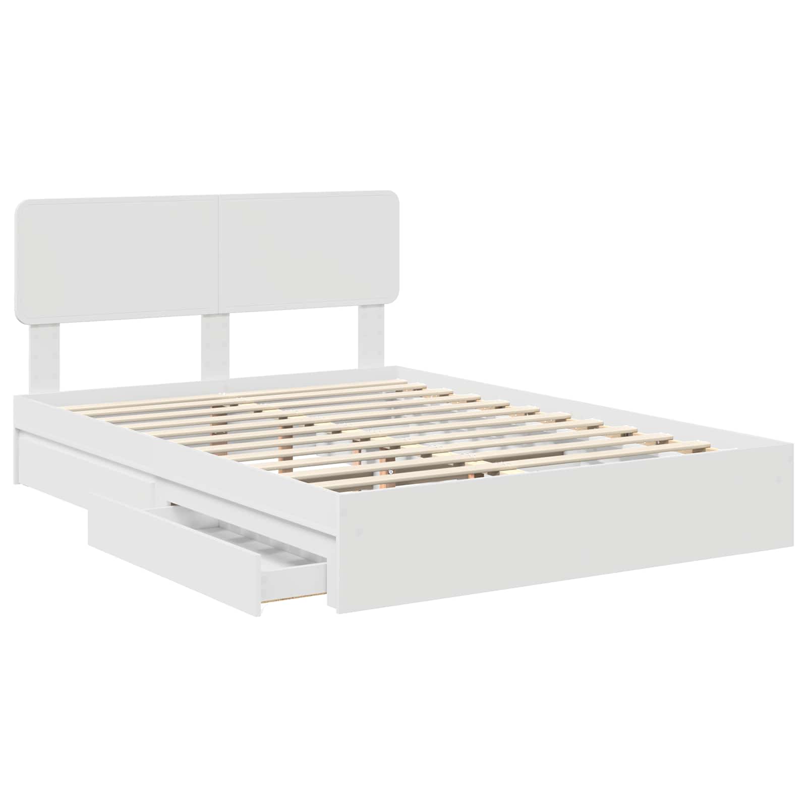 Lit de Rangement Réglable Blanc 160 x 200 cm Bois d'ingénierie