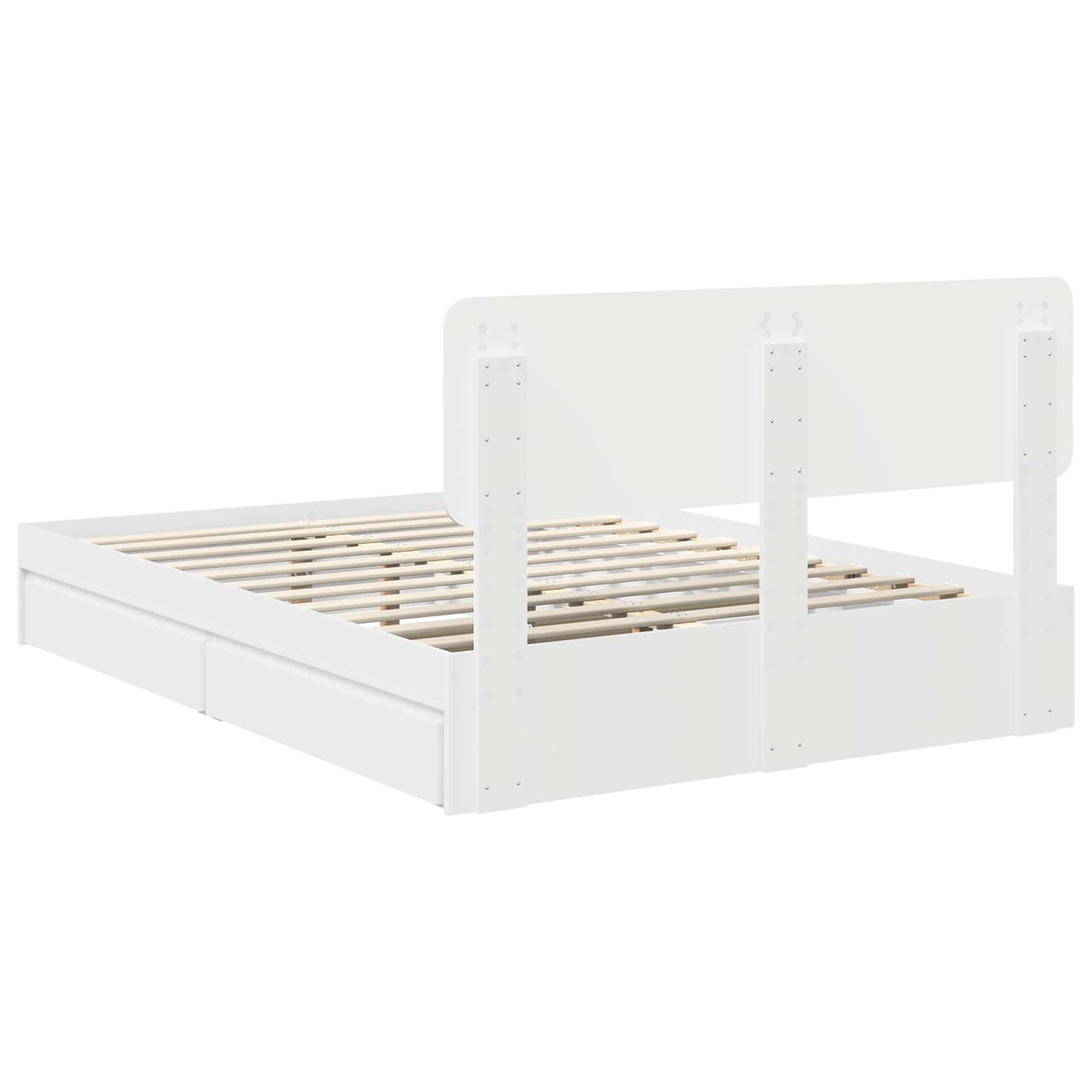 Lit de Rangement Réglable Blanc 160 x 200 cm Bois d'ingénierie