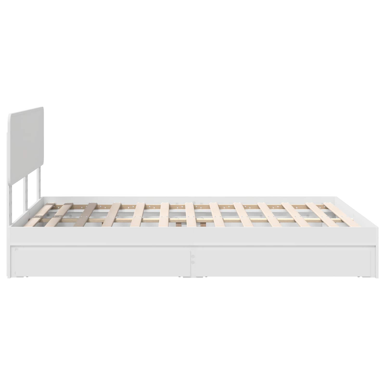 Lit de Rangement Réglable Blanc 160 x 200 cm Bois d'ingénierie