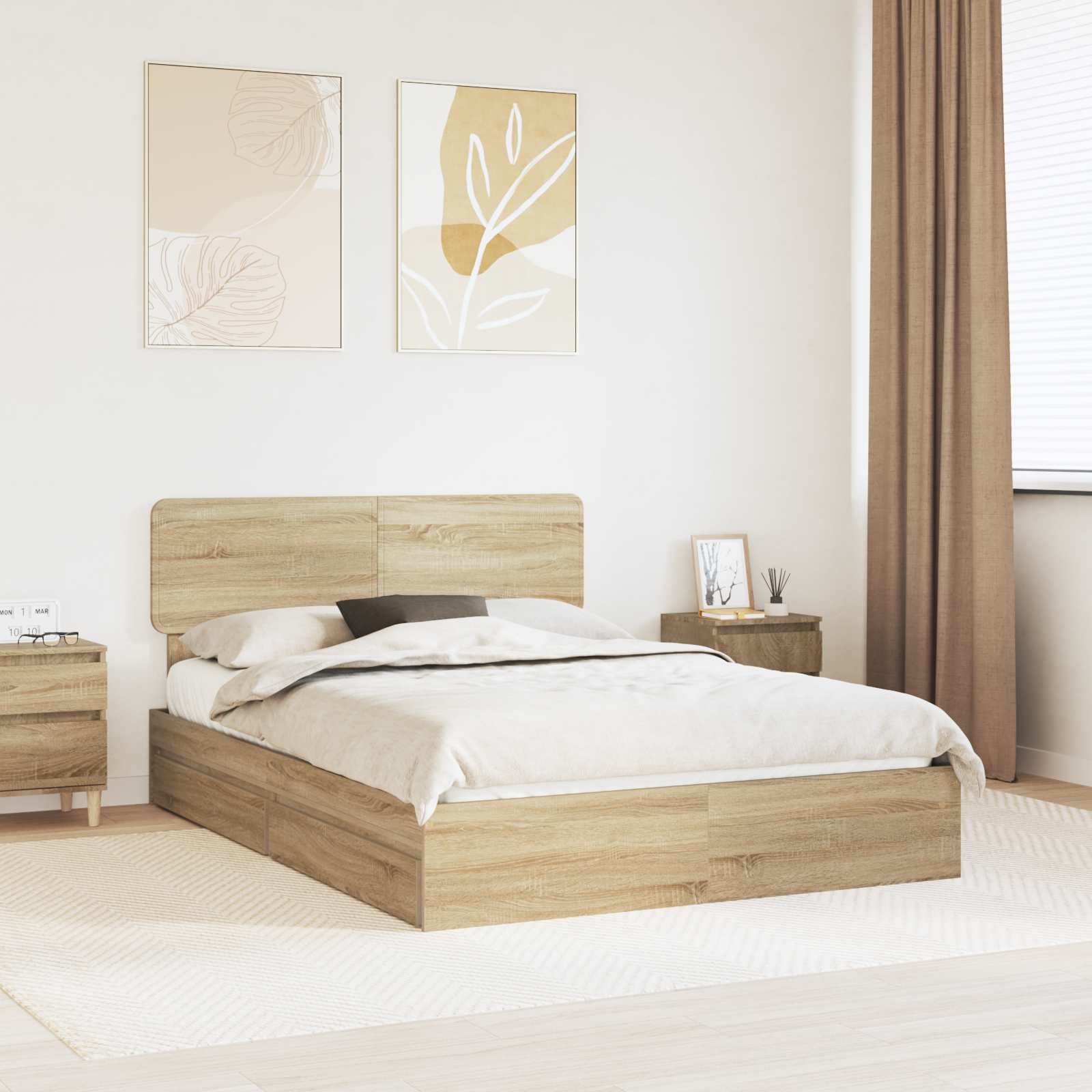 Lit de Rangement Chêne Sonoma 160 x 200 cm Bois d'ingénierie - XIOS