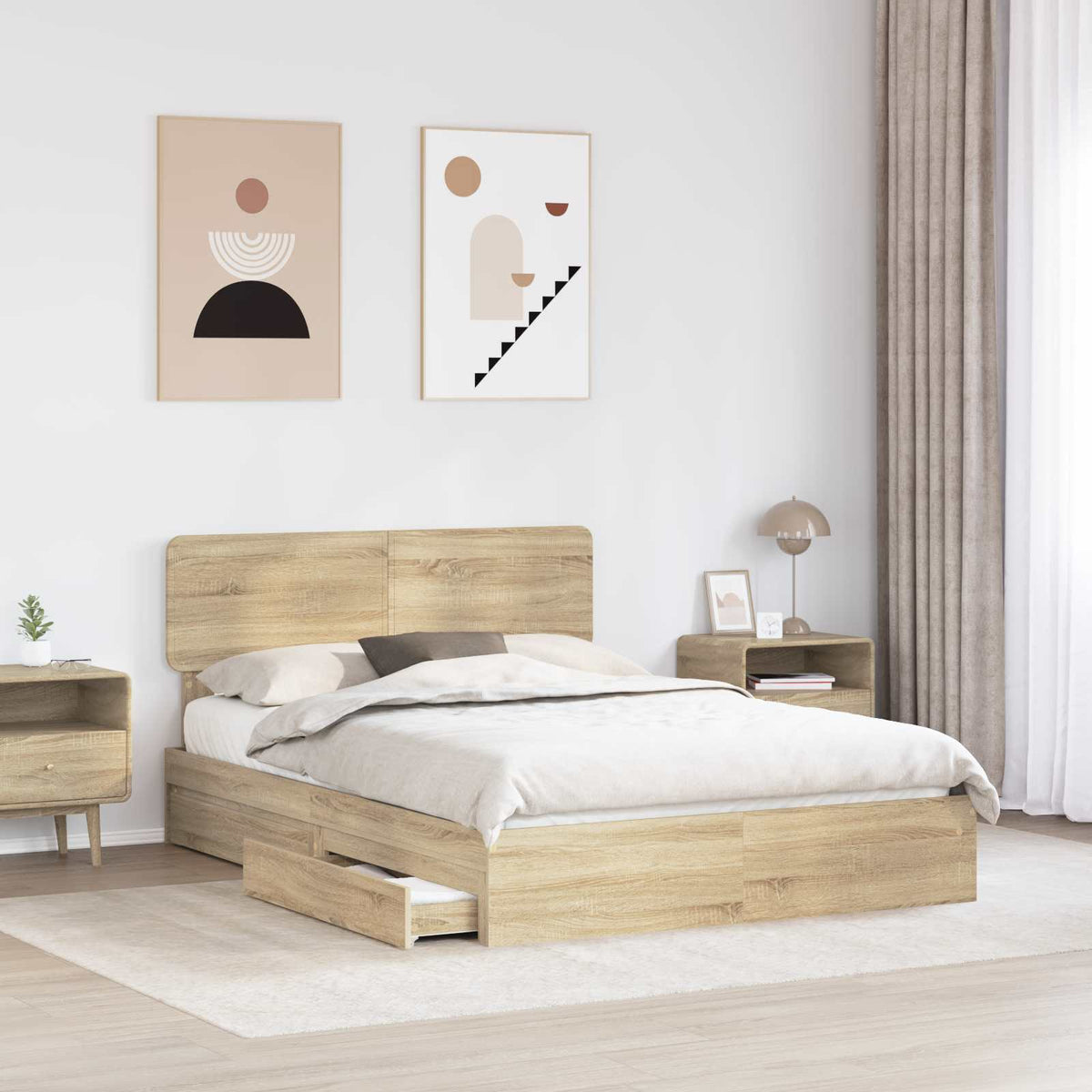 Lit de Rangement Chêne Sonoma 160 x 200 cm Bois d'ingénierie