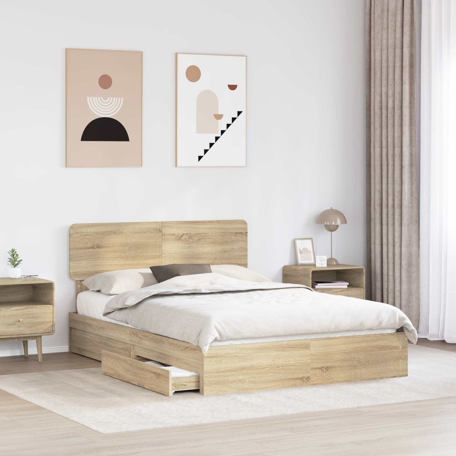 Lit de Rangement Chêne Sonoma 160 x 200 cm Bois d'ingénierie - XIOS