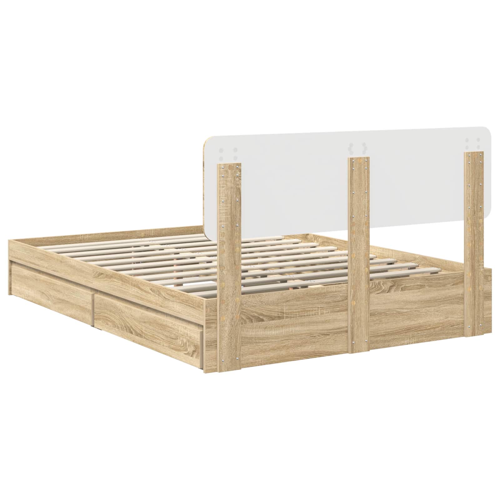 Lit de Rangement Chêne Sonoma 160 x 200 cm Bois d'ingénierie - XIOS