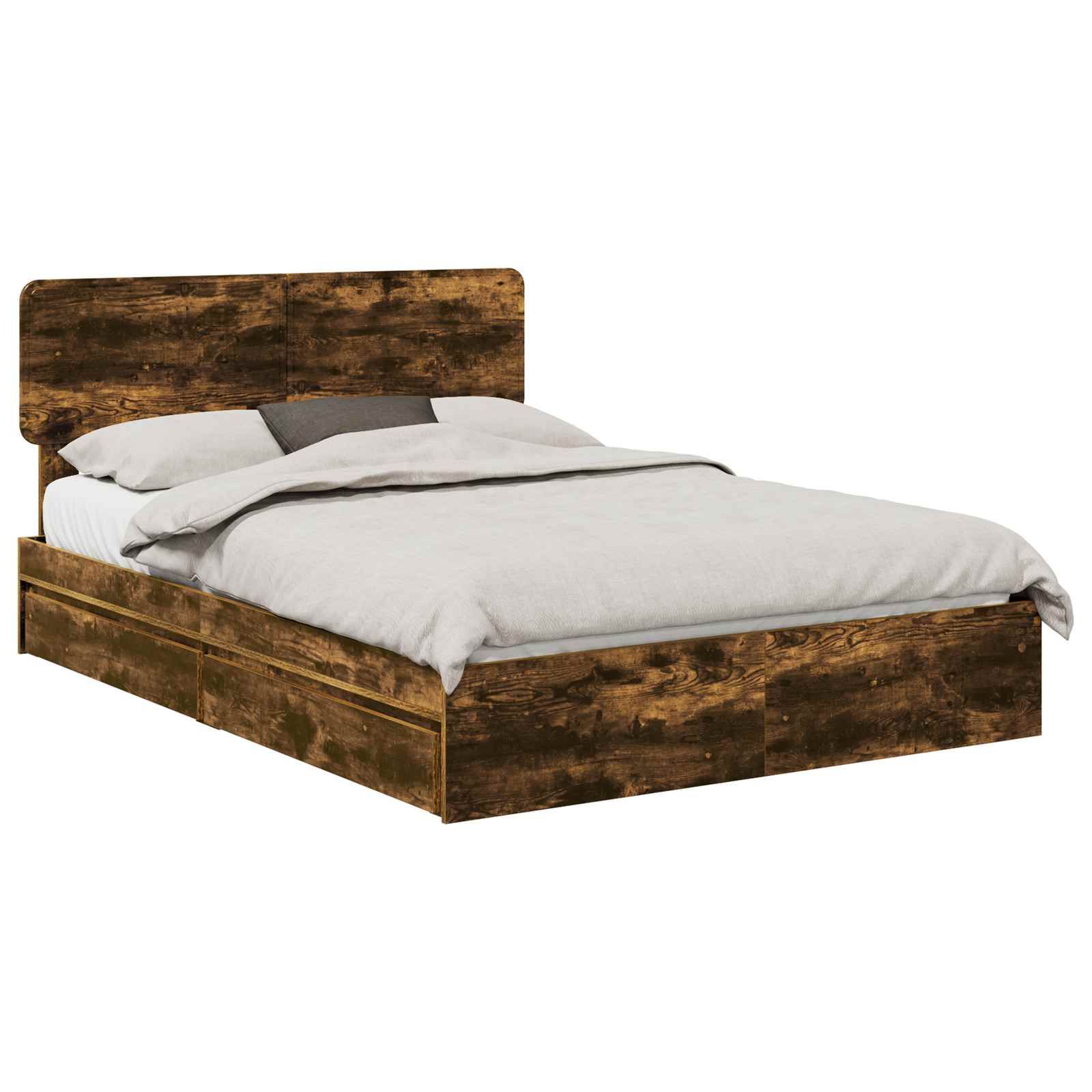 Lit de Rangement Chêne fumé 160 x 200 cm Bois d'ingénierie - XIOS