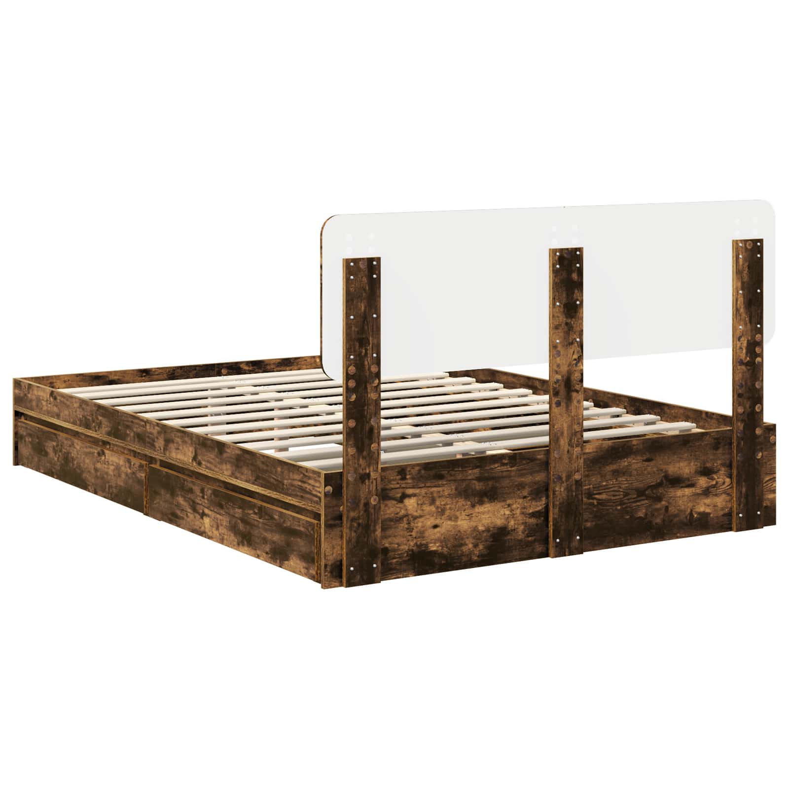 Lit de Rangement Chêne fumé 160 x 200 cm Bois d'ingénierie - XIOS