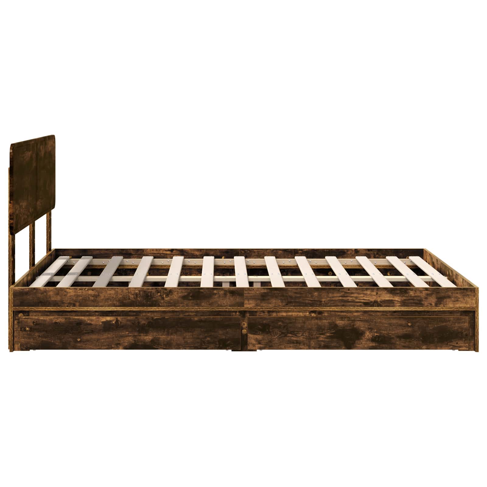 Lit de Rangement Chêne fumé 160 x 200 cm Bois d'ingénierie - XIOS