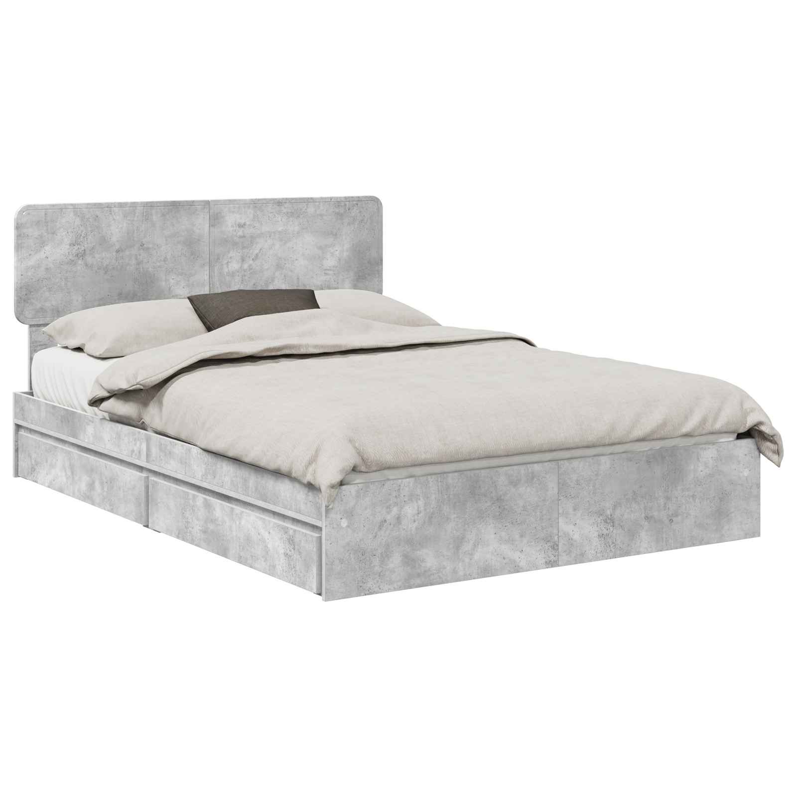 Lit de Rangement Gris béton 150 x 200 cm Bois d'ingénierie - XIOS
