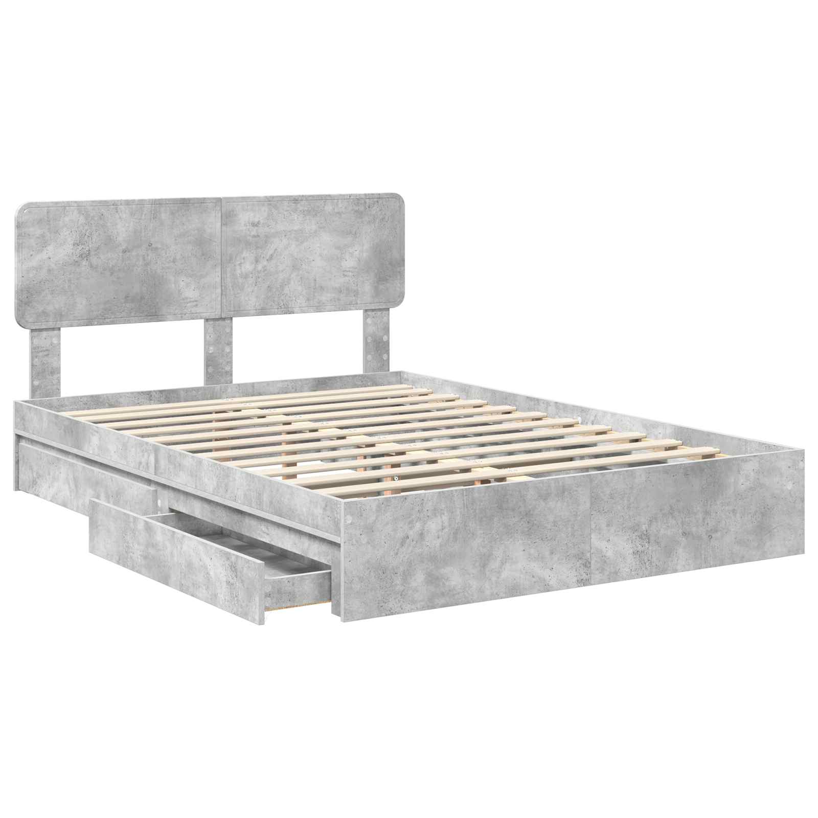 Lit de Rangement Gris béton 150 x 200 cm Bois d'ingénierie - XIOS