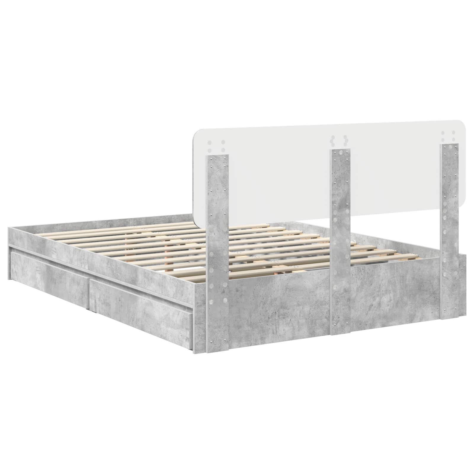 Lit de Rangement Gris béton 150 x 200 cm Bois d'ingénierie - XIOS