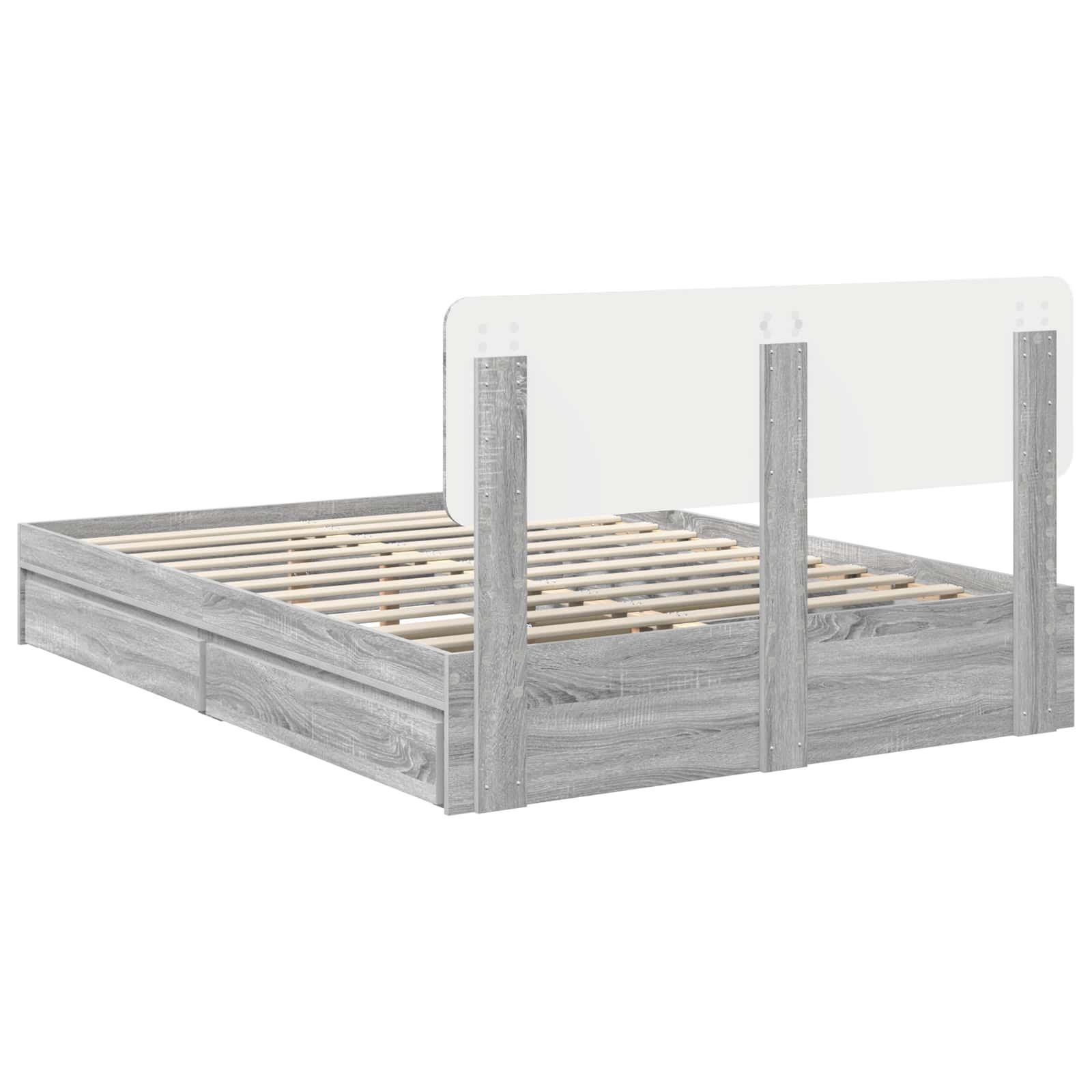 Lit de Rangement Gris Sonoma 150 x 200 cm Bois d'ingénierie - XIOS