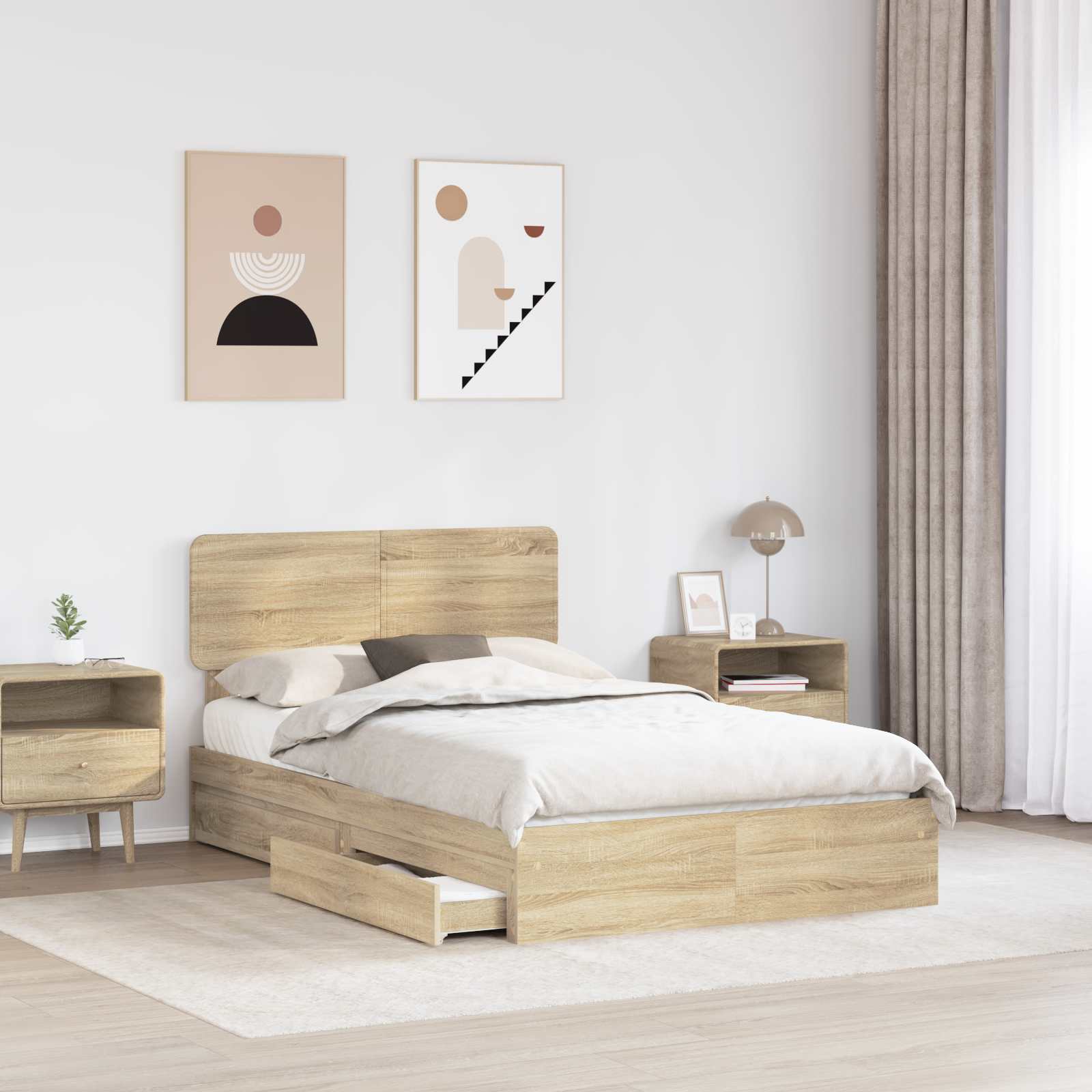 Lit de Rangement Chêne Sonoma 135 x 190 cm Bois d'ingénierie - XIOS
