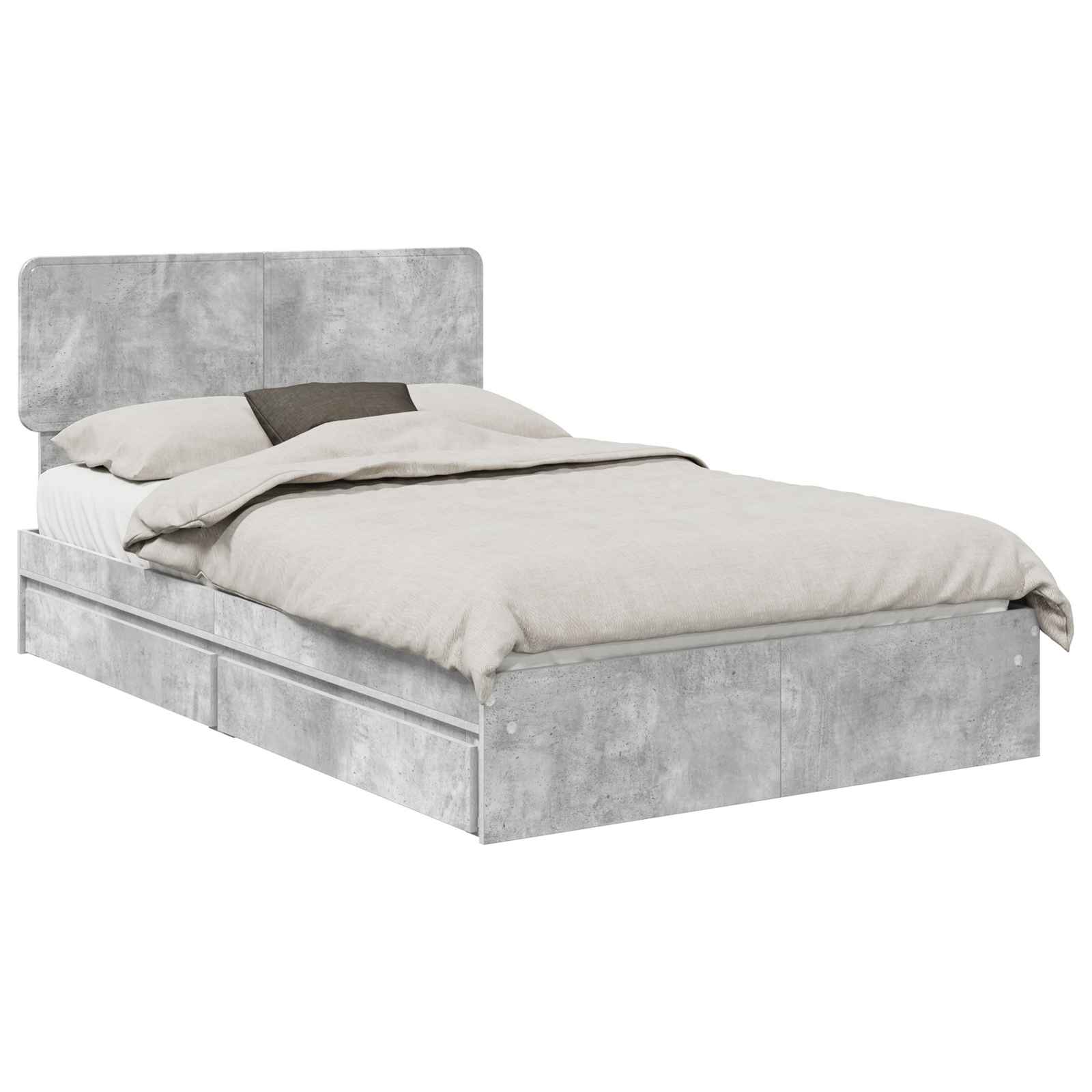 Lit de Rangement Gris béton 135 x 190 cm Bois d'ingénierie - XIOS