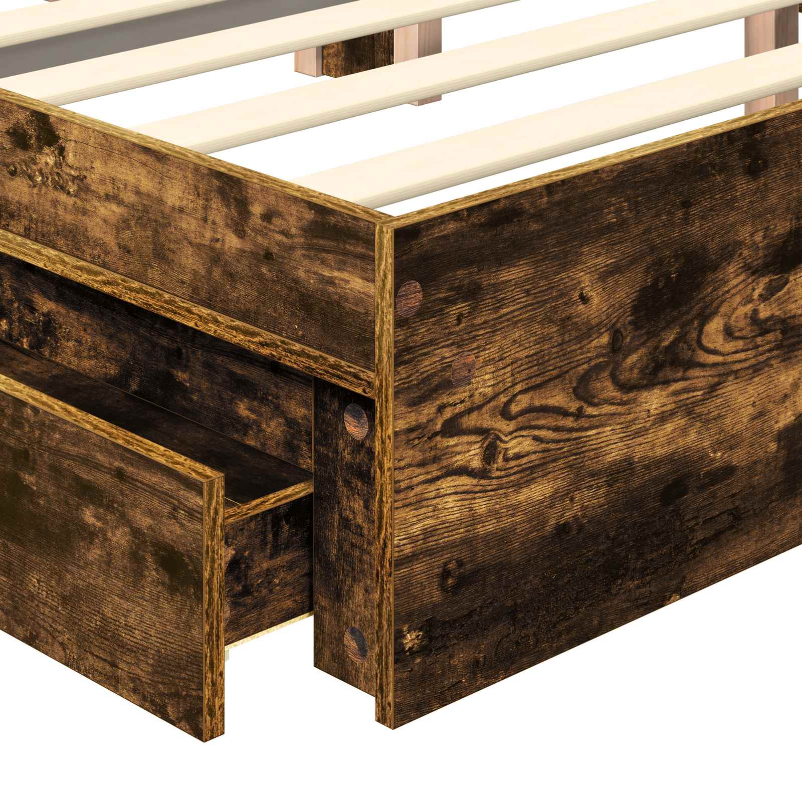 Lit de Rangement Chêne fumé 135 x 190 cm Bois d'ingénierie - XIOS