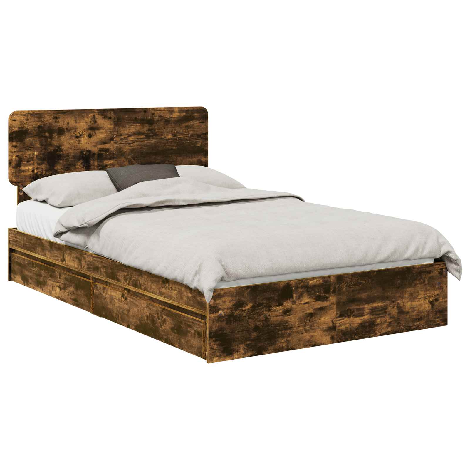 Lit de Rangement Chêne fumé 135 x 190 cm Bois d'ingénierie - XIOS