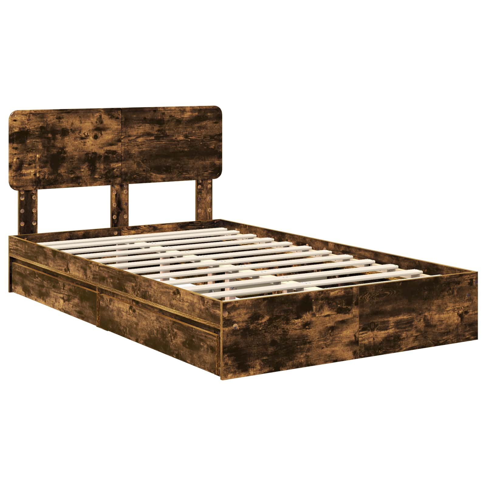 Lit de Rangement Chêne fumé 135 x 190 cm Bois d'ingénierie - XIOS