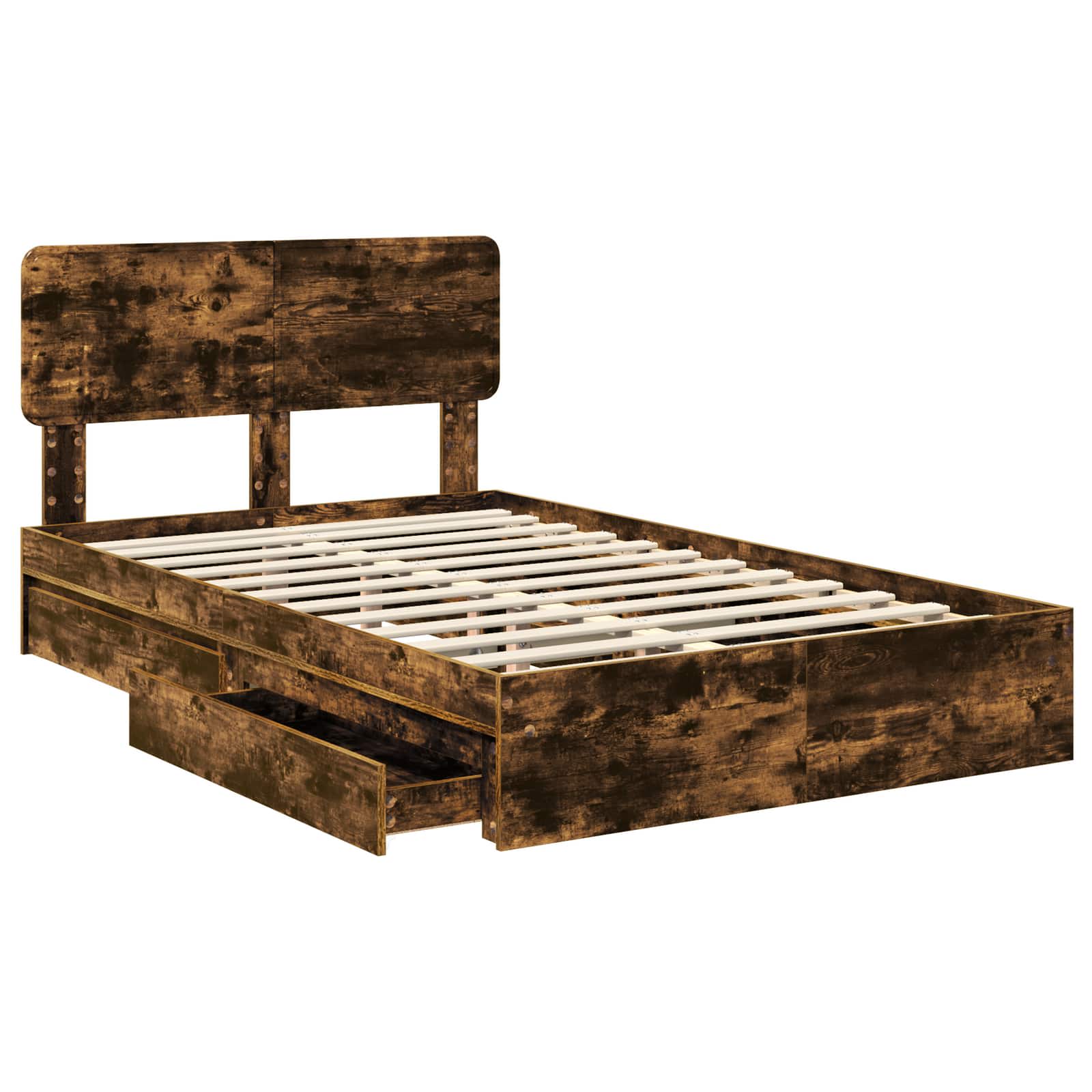 Lit de Rangement Chêne fumé 135 x 190 cm Bois d'ingénierie - XIOS