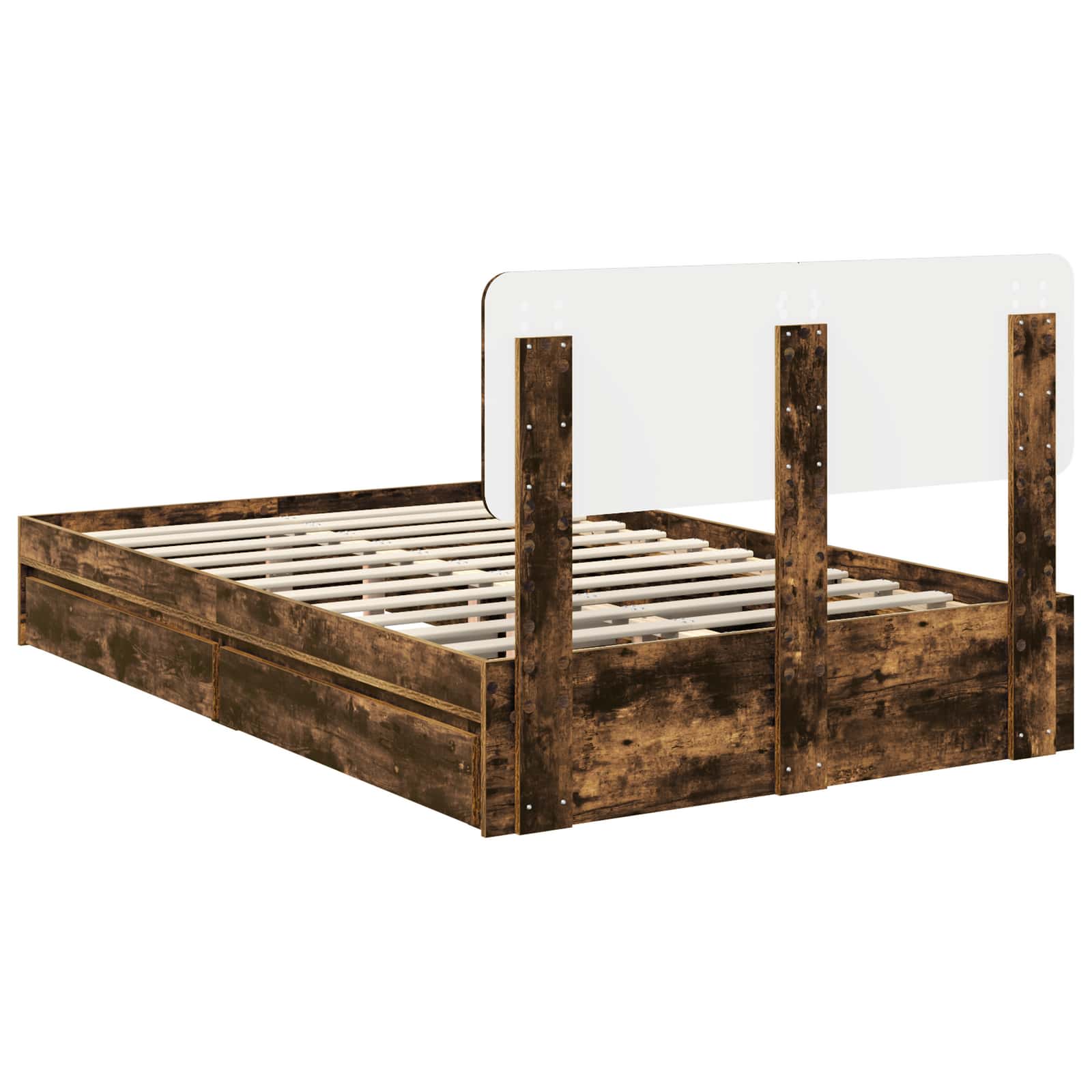 Lit de Rangement Chêne fumé 135 x 190 cm Bois d'ingénierie - XIOS