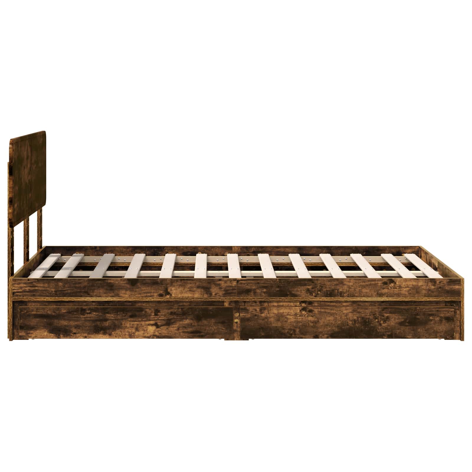 Lit de Rangement Chêne fumé 135 x 190 cm Bois d'ingénierie - XIOS
