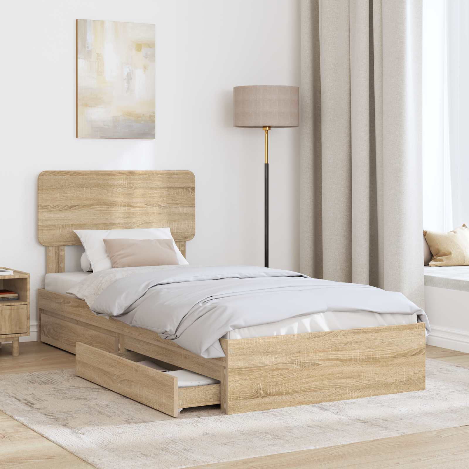 Lit de Rangement Chêne Sonoma 100 x 200 cm Bois d'ingénierie - XIOS