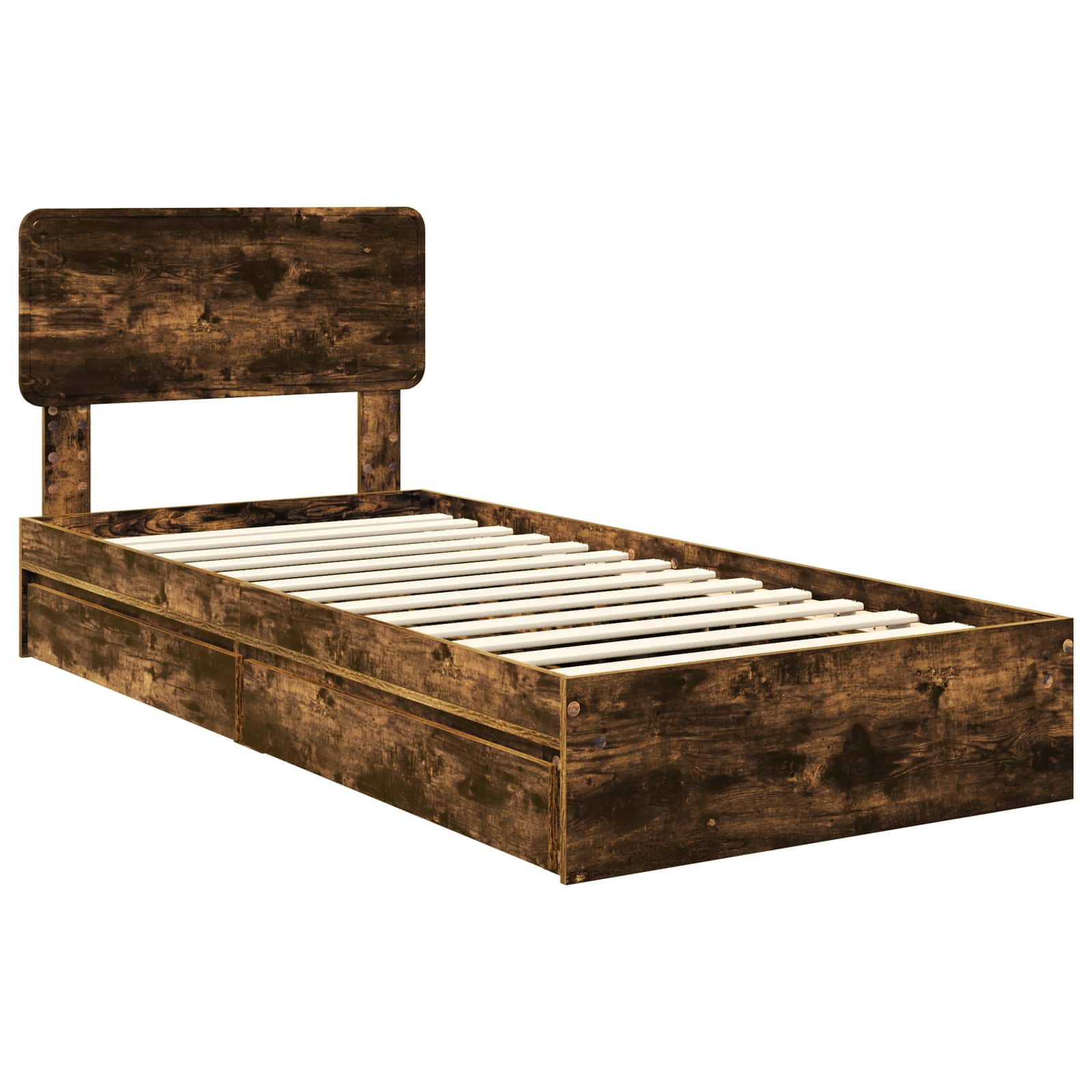 Lit de Rangement Chêne fumé 100 x 200 cm Bois d'ingénierie - XIOS