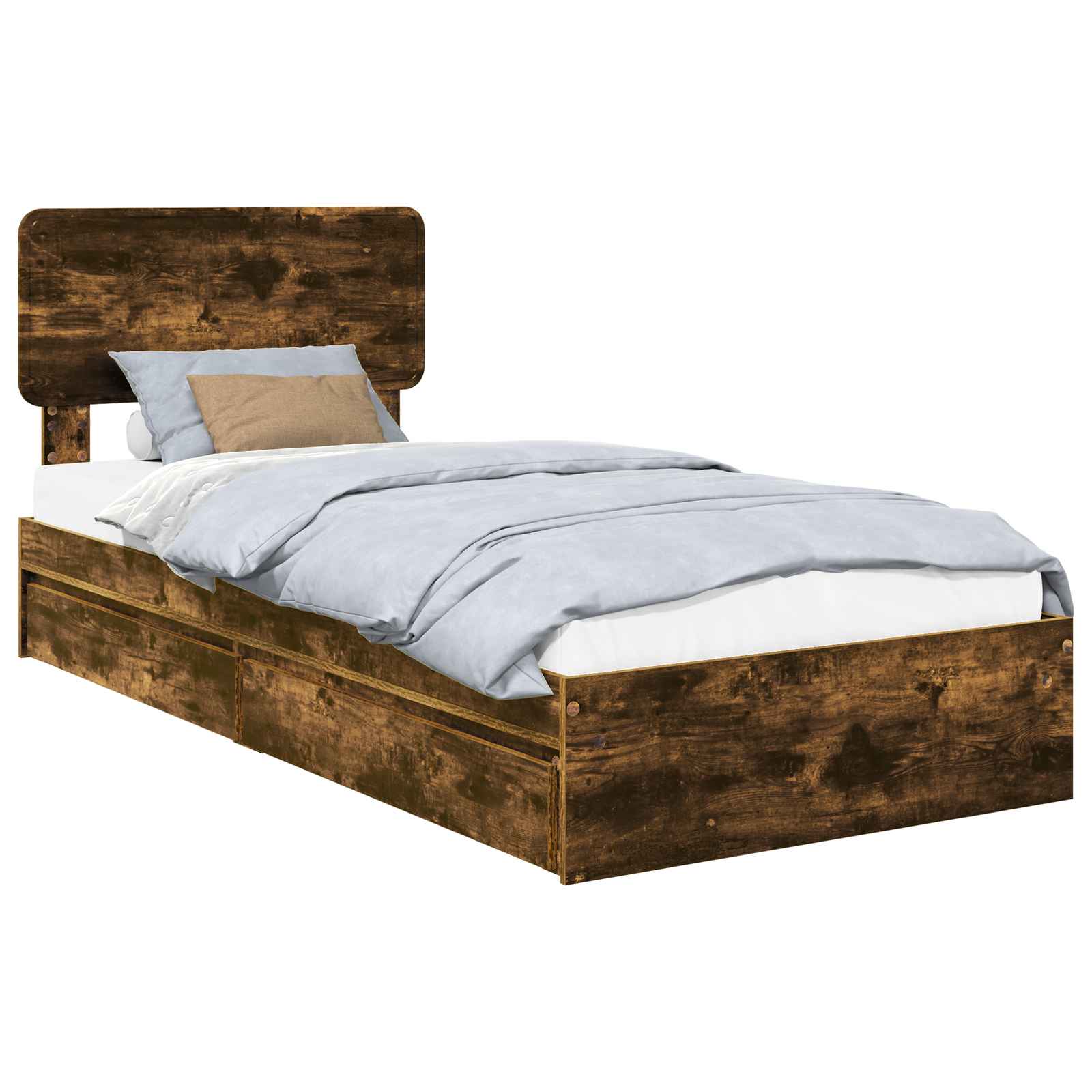 Lit de Rangement Chêne fumé 90 x 200 cm Bois d'ingénierie