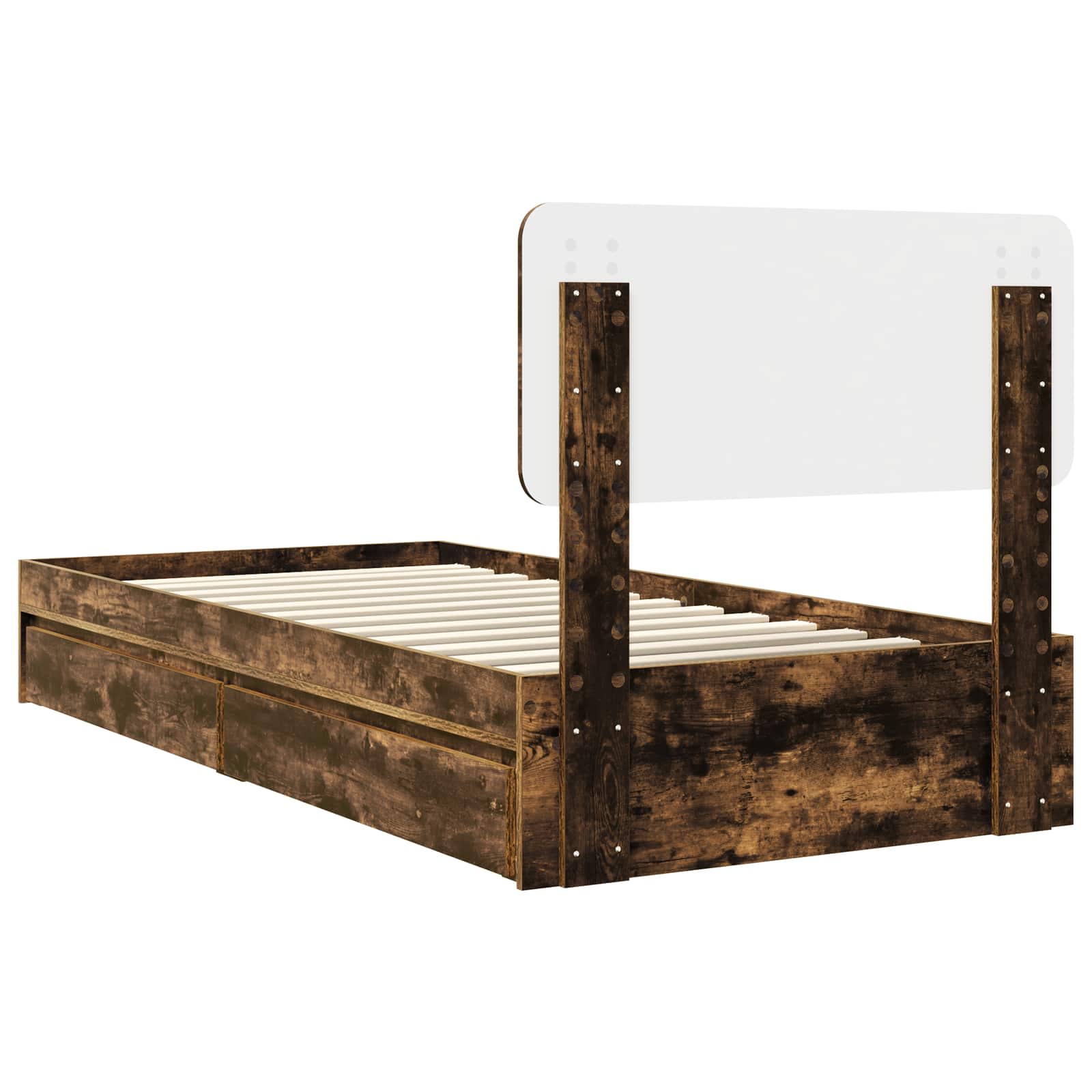 Lit de Rangement Chêne fumé 90 x 200 cm Bois d'ingénierie