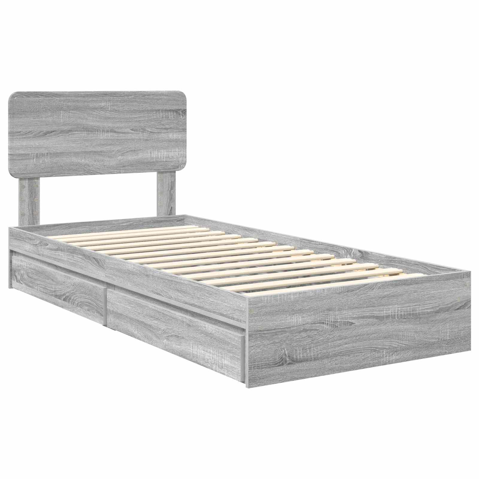 Lit de Rangement Gris Sonoma 90 x 200 cm Bois d'ingénierie - XIOS