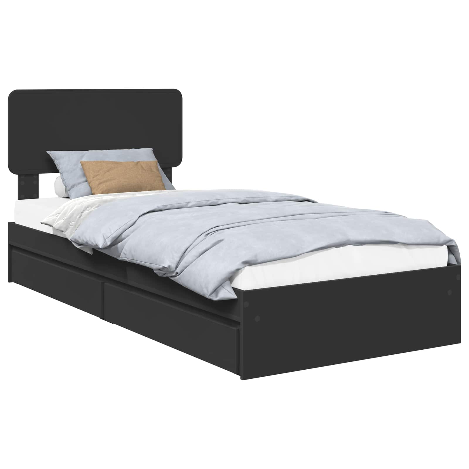 Lit de Rangement avec tiroir Noir 90 x 190 cm Bois d'ingénierie - XIOS
