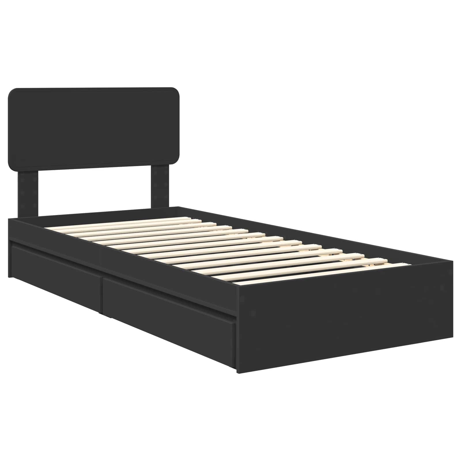 Lit de Rangement avec tiroir Noir 90 x 190 cm Bois d'ingénierie - XIOS