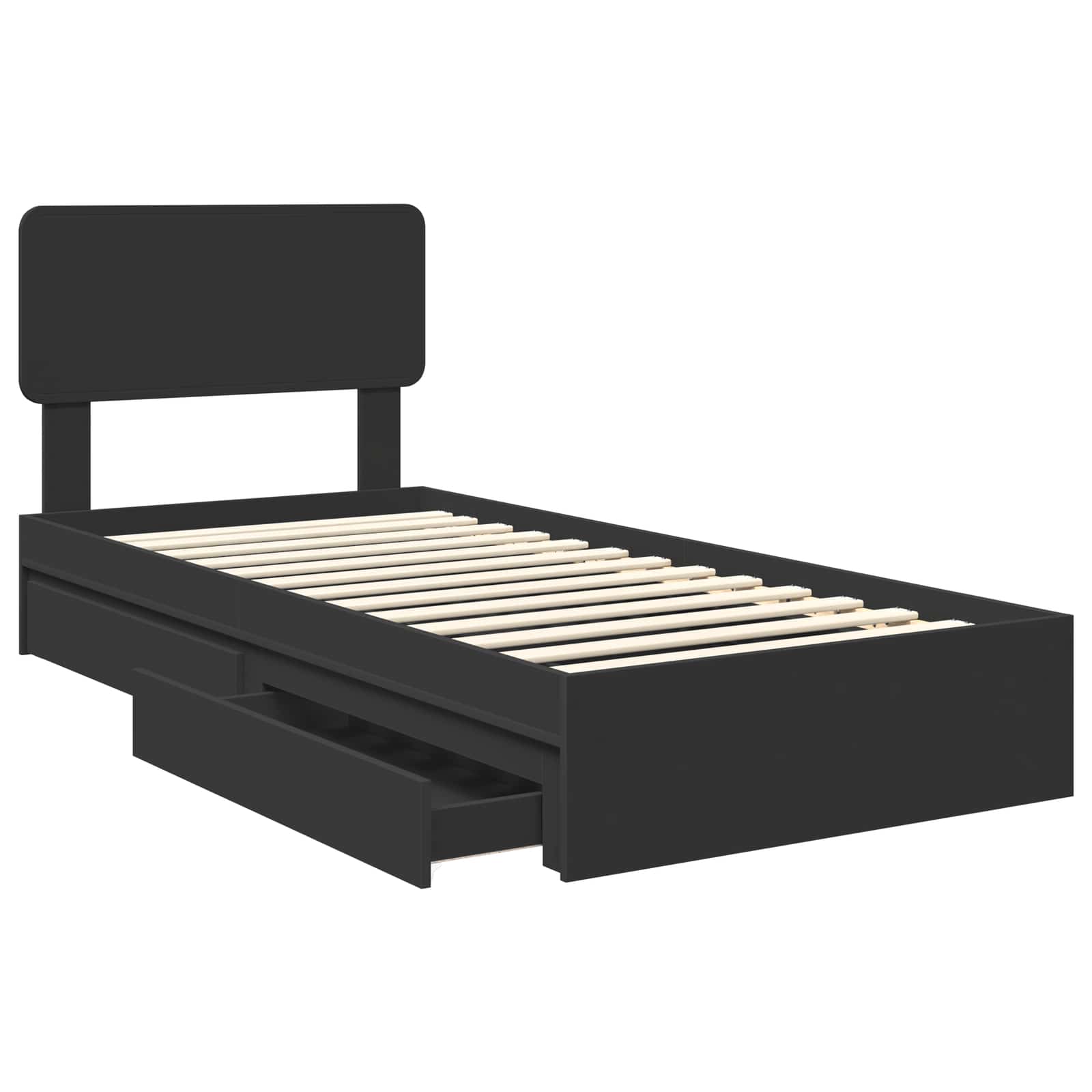 Lit de Rangement avec tiroir Noir 90 x 190 cm Bois d'ingénierie - XIOS