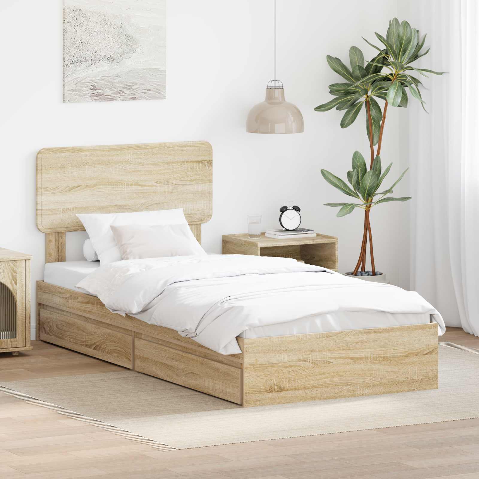 Lit de Rangement Chêne Sonoma 90 x 190 cm Bois d'ingénierie - XIOS