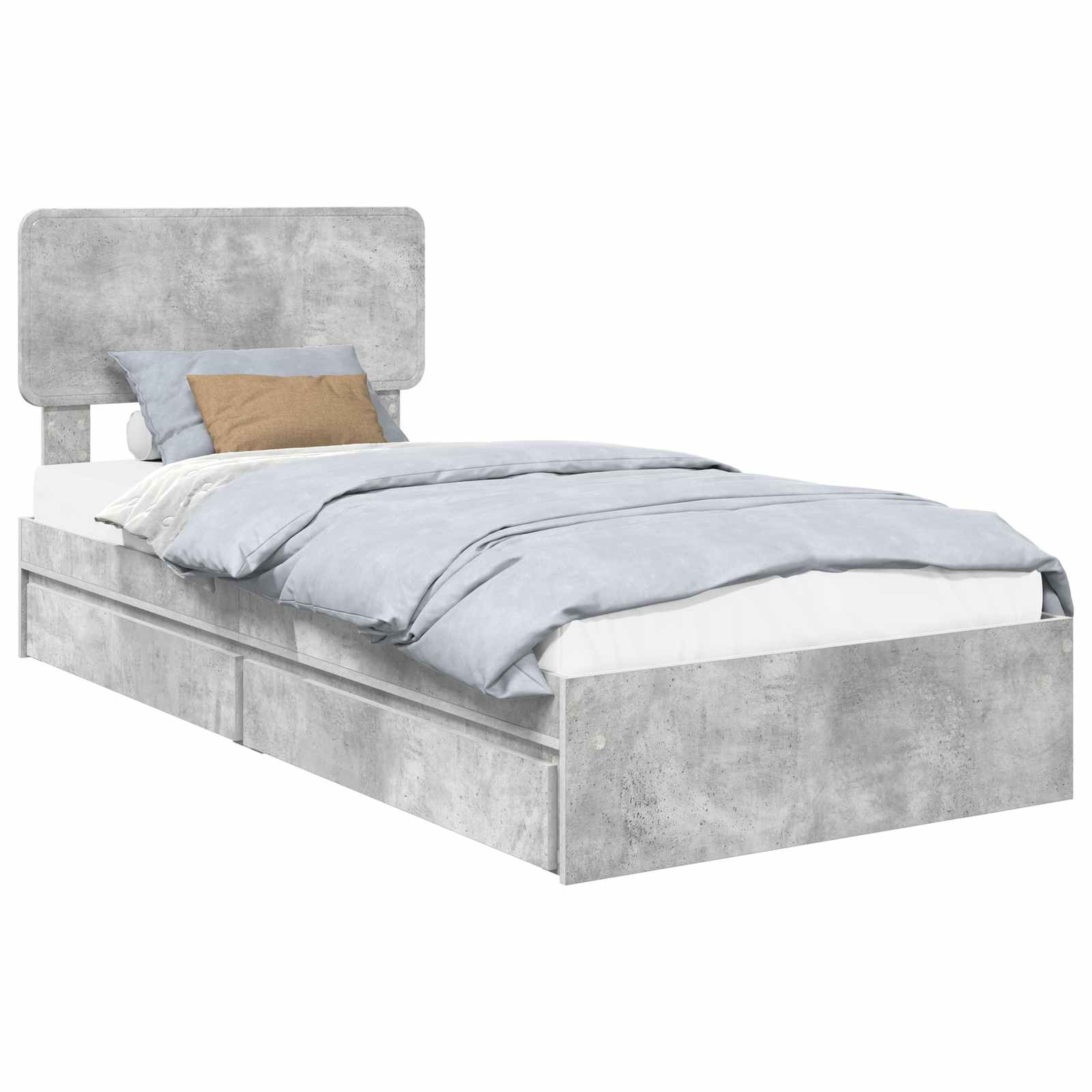 Lit de Rangement Gris béton 90 x 190 cm Bois d'ingénierie - XIOS