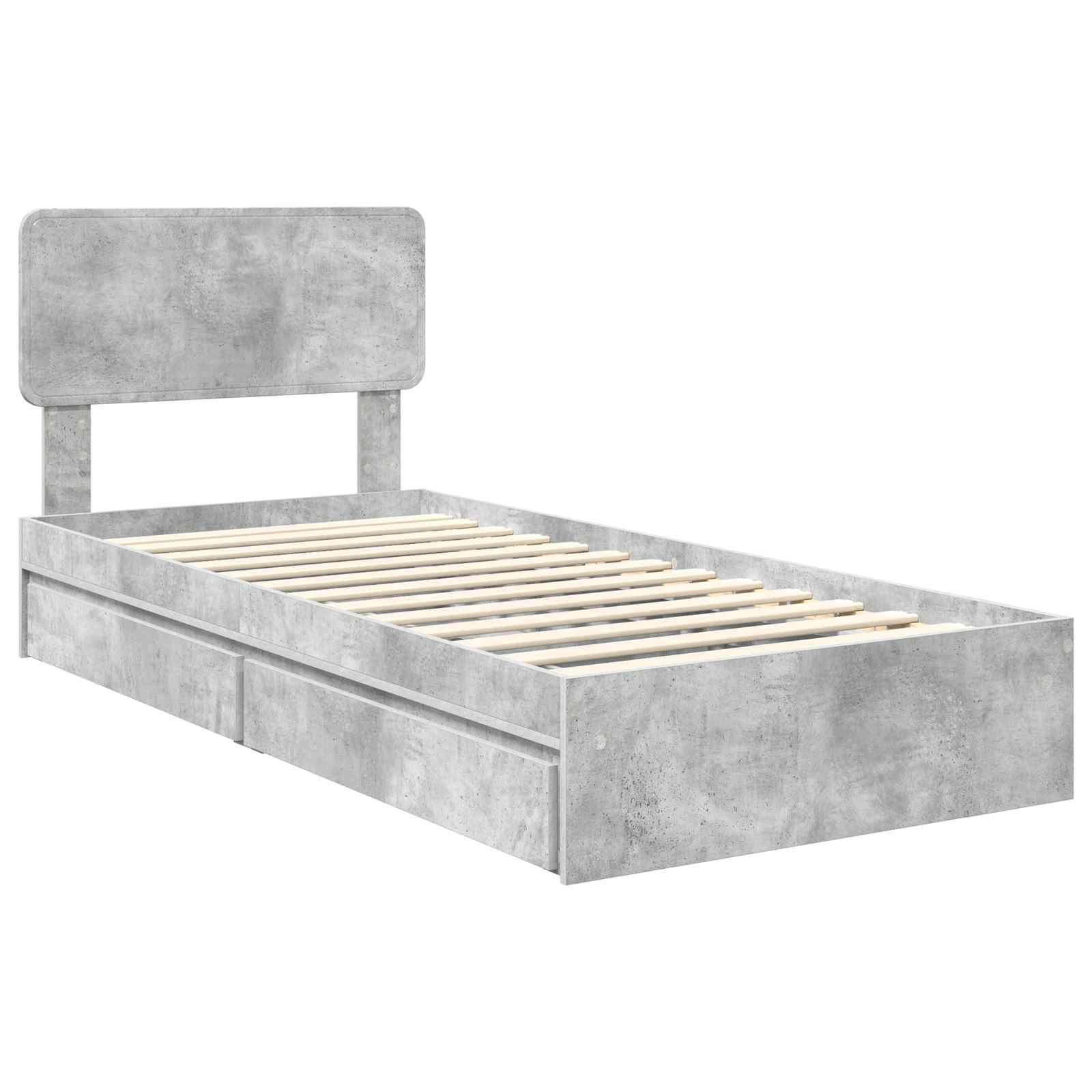 Lit de Rangement Gris béton 90 x 190 cm Bois d'ingénierie - XIOS