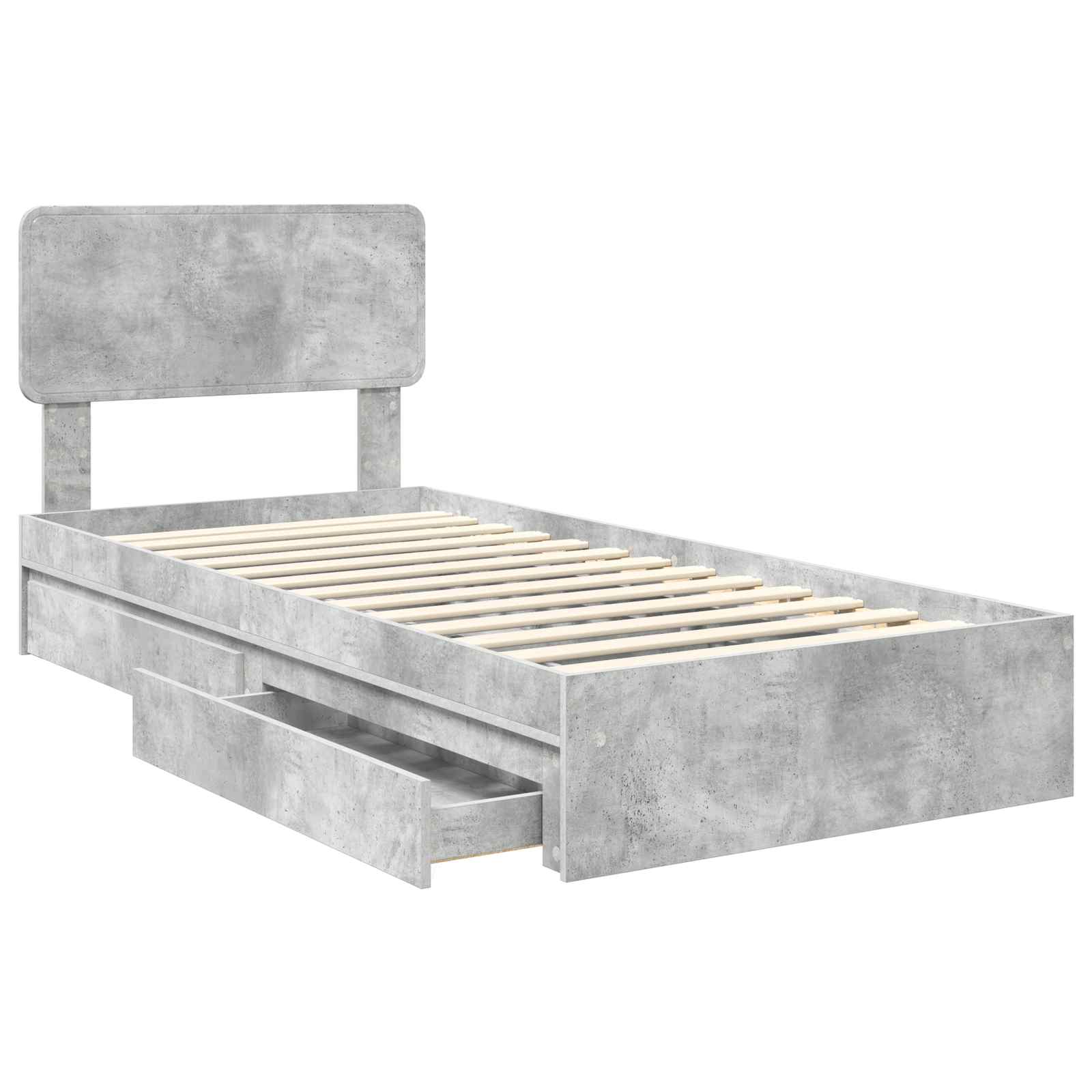 Lit de Rangement Gris béton 90 x 190 cm Bois d'ingénierie - XIOS