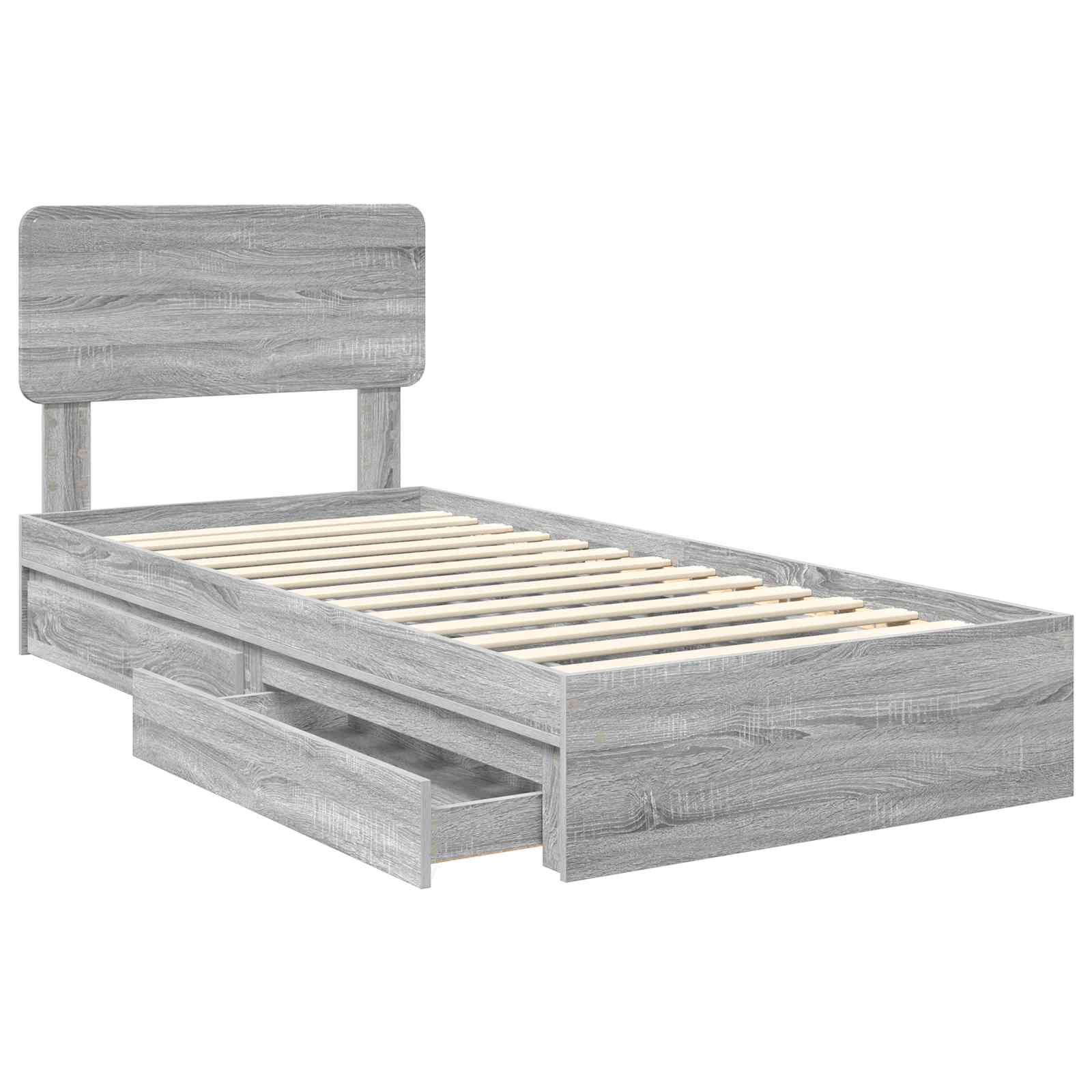 Lit de Rangement Gris Sonoma 90 x 190 cm Bois d'ingénierie - XIOS