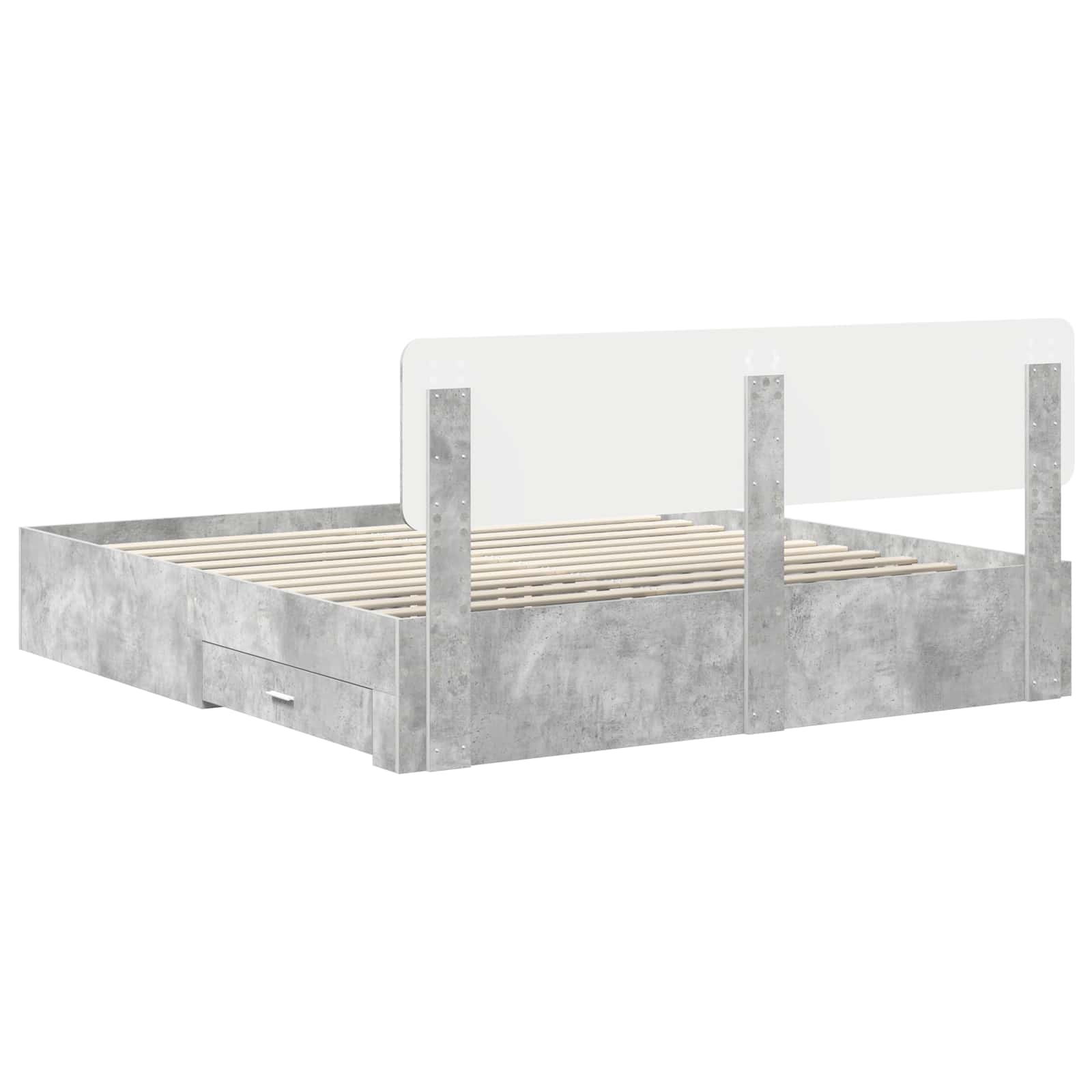 Cadre de lit Gris béton 200 x 200 cm Bois d'ingénierie - XIOS