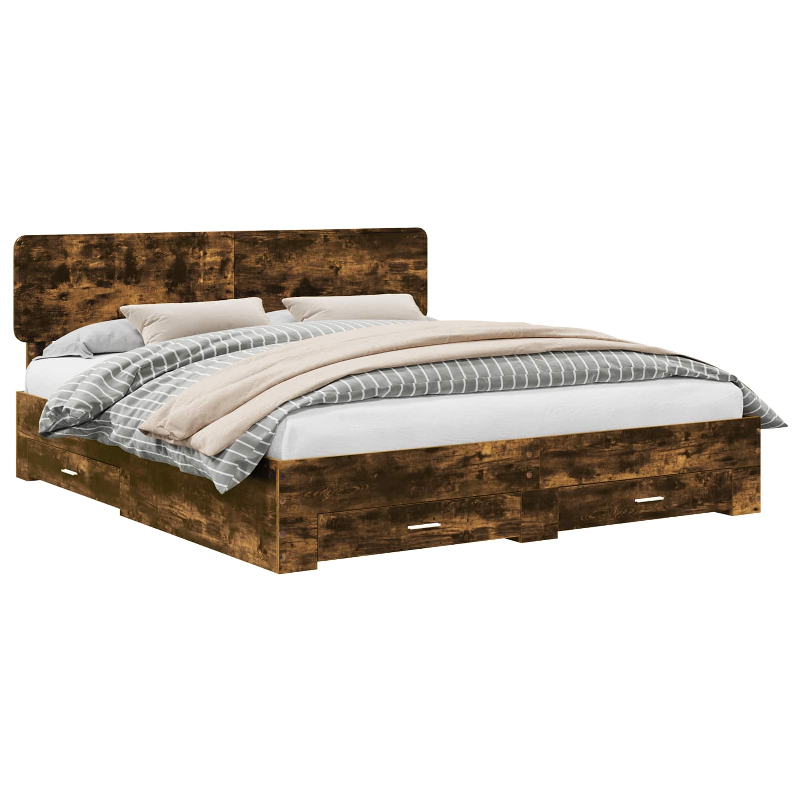 Cadre de lit Chêne fumé 200 x 200 cm Bois d'ingénierie - XIOS