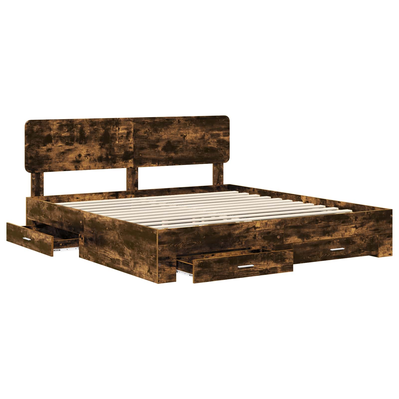 Cadre de lit Chêne fumé 200 x 200 cm Bois d'ingénierie - XIOS