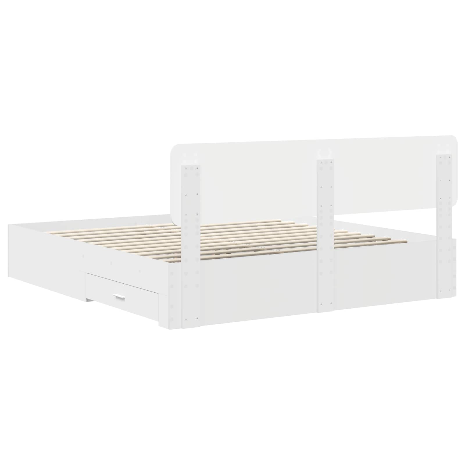 Cadre de lit avec tiroir Blanc 180 x 200 cm Bois d'ingénierie - XIOS
