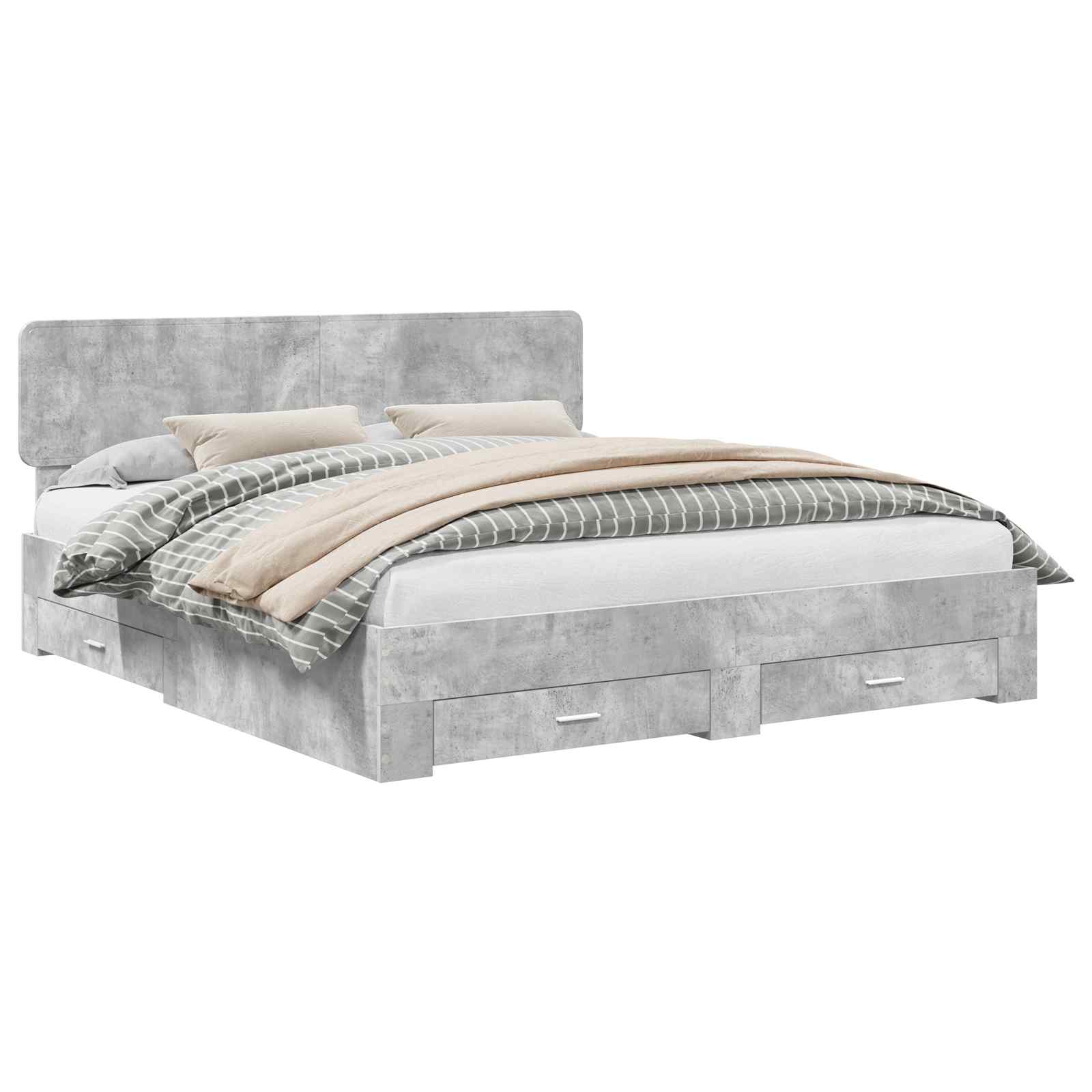 Cadre de lit Gris béton 180 x 200 cm Bois d'ingénierie - XIOS