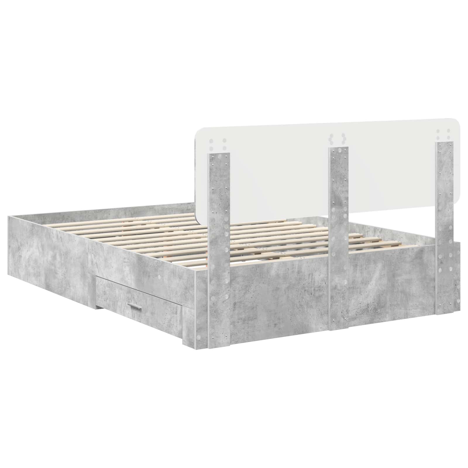 Cadre de lit Gris béton 160 x 200 cm Bois d'ingénierie - XIOS