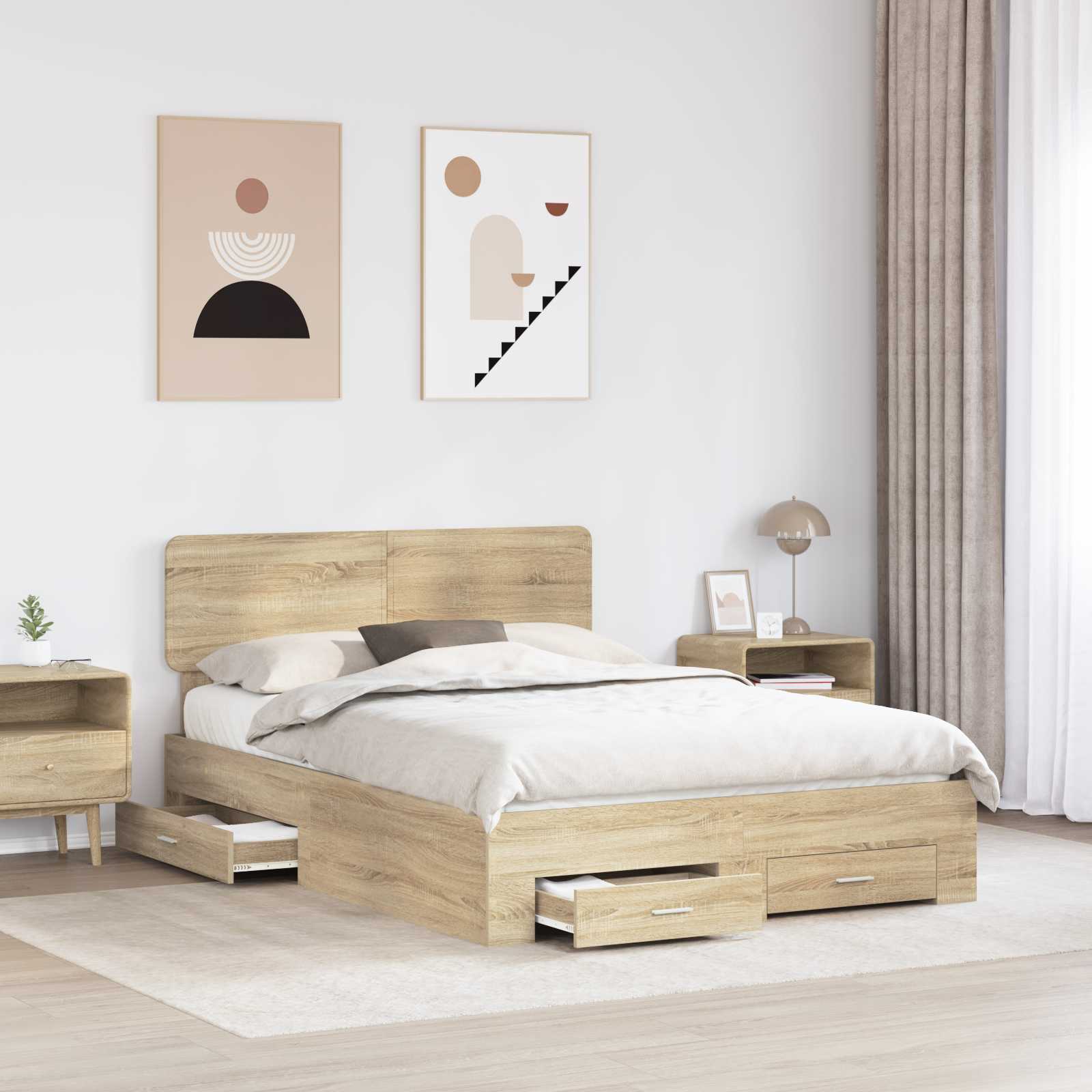 Cadre de lit Chêne Sonoma 150 x 200 cm Bois d'ingénierie - XIOS