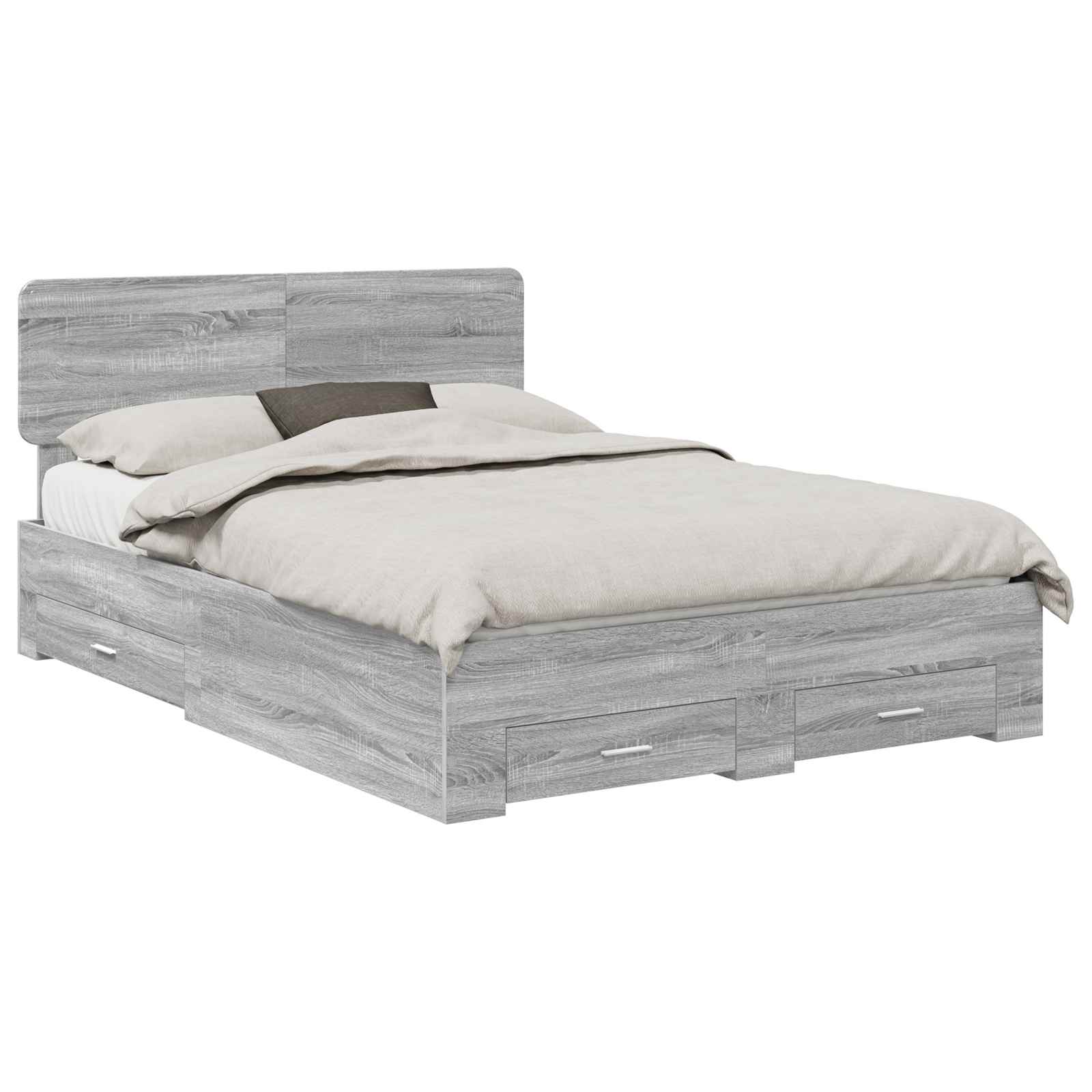 Cadre de lit Gris Sonoma 140 x 190 cm Bois d'ingénierie - XIOS